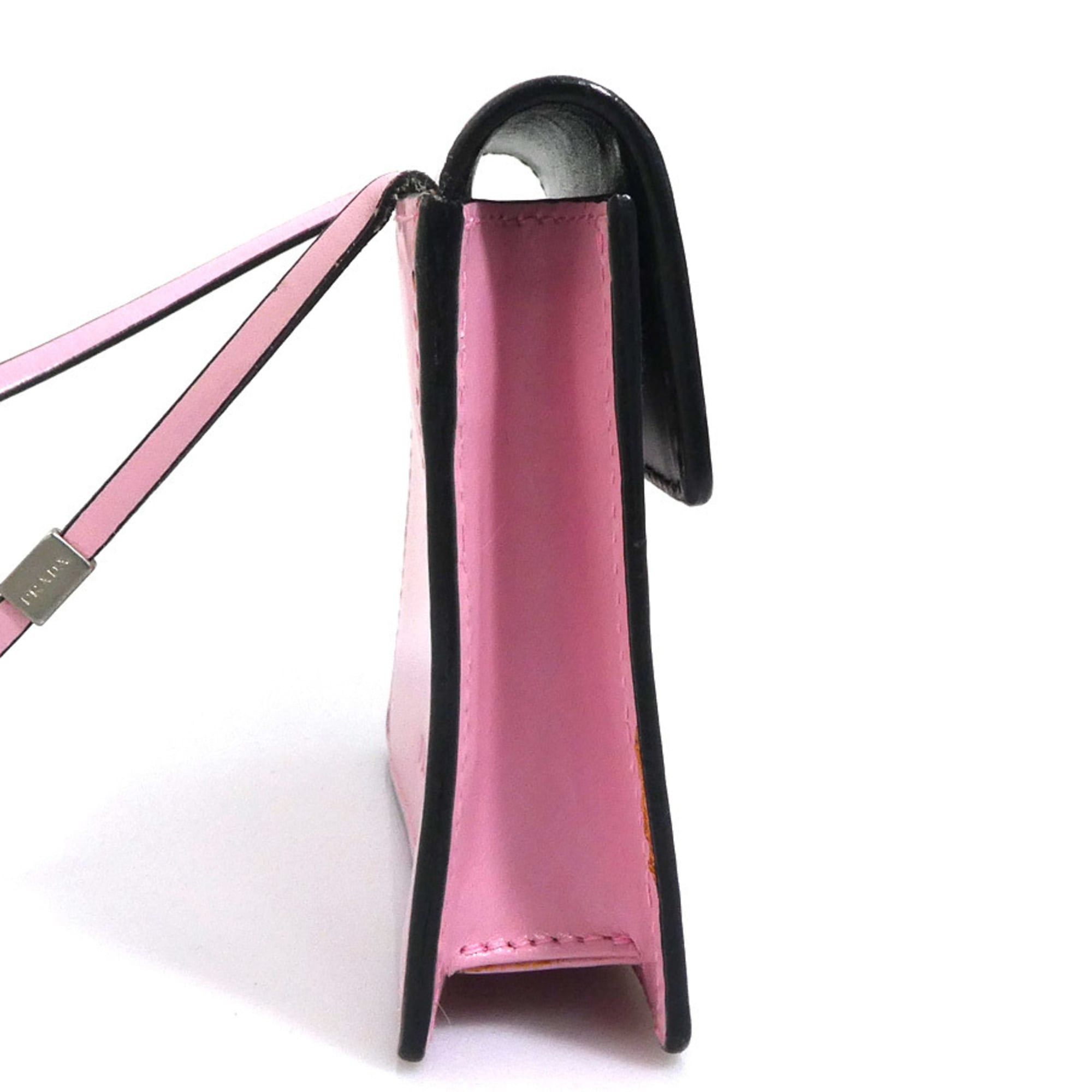 Prada Prada Pochette Leather Pink Silver Women's e61826a Size ONE SIZE - 2 Thumbnail