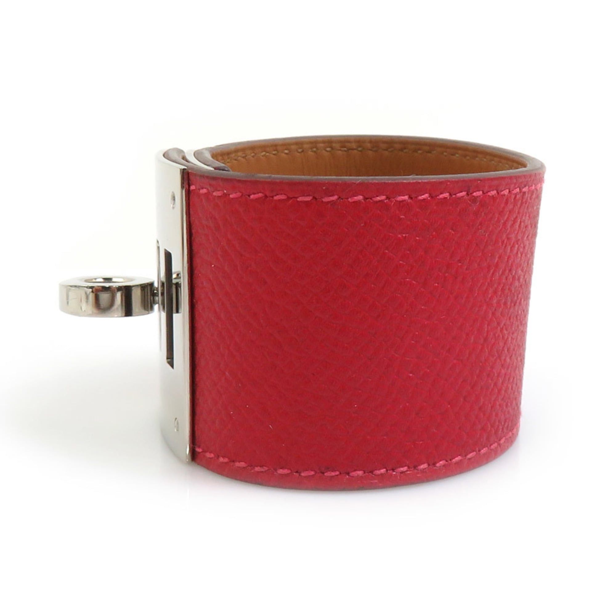 Hermes Hermes Kelly Dog Bracelet, Leather and Metal, Red Silver, Women's, e61836 Size ONE SIZE - 2 Thumbnail