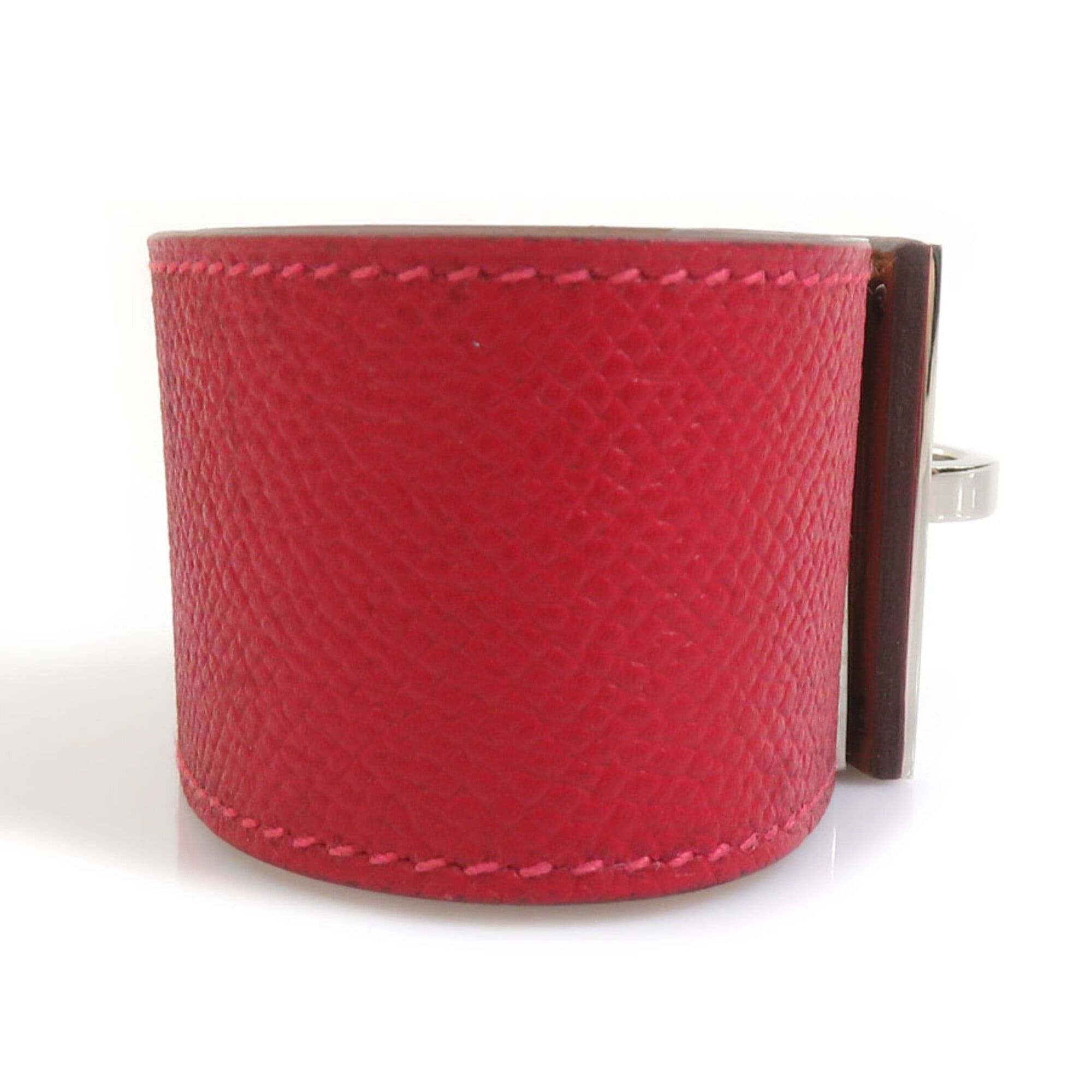 Hermes Hermes Kelly Dog Bracelet, Leather and Metal, Red Silver, Women's, e61836 Size ONE SIZE - 4 Thumbnail