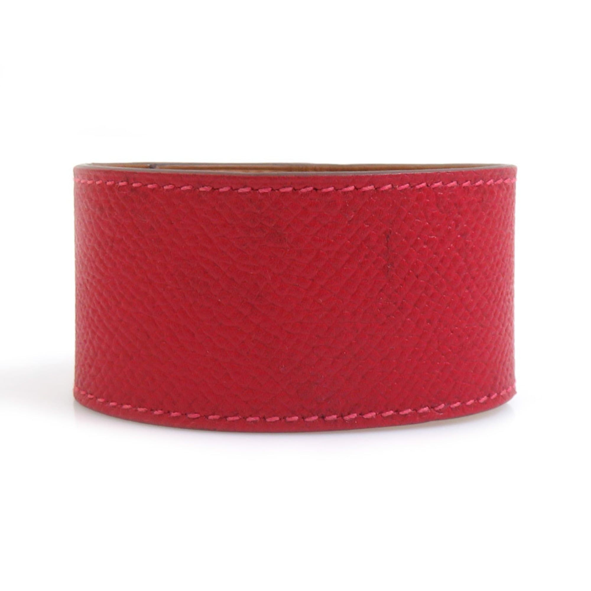 Hermes Hermes Kelly Dog Bracelet, Leather and Metal, Red Silver, Women's, e61836 Size ONE SIZE - 3 Thumbnail