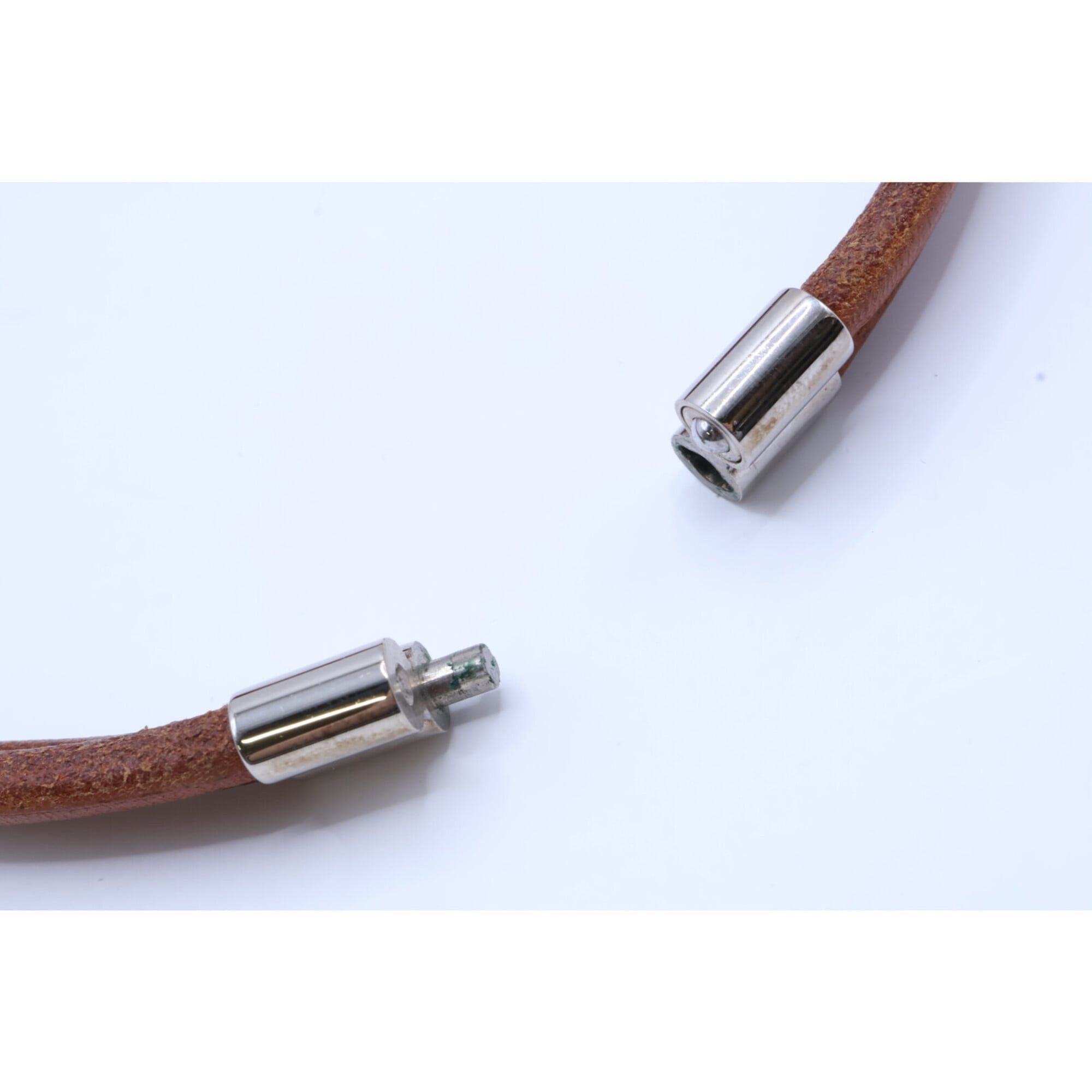 Hermes Hermes Herculeed Leather Choker Brown Silver Women's Size ONE SIZE - 5 Thumbnail
