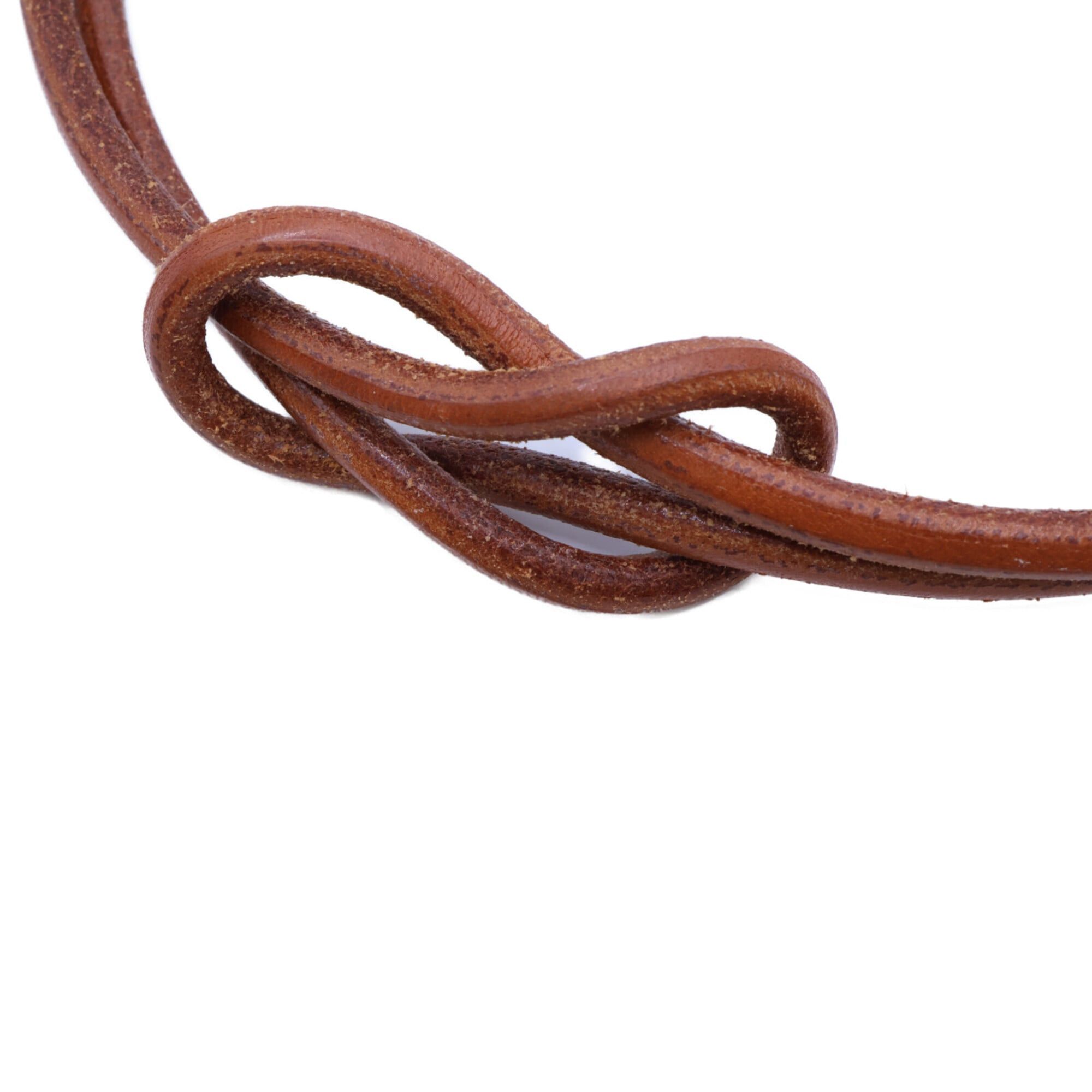 Hermes Hermes Herculeed Leather Choker Brown Silver Women's Size ONE SIZE - 3 Thumbnail