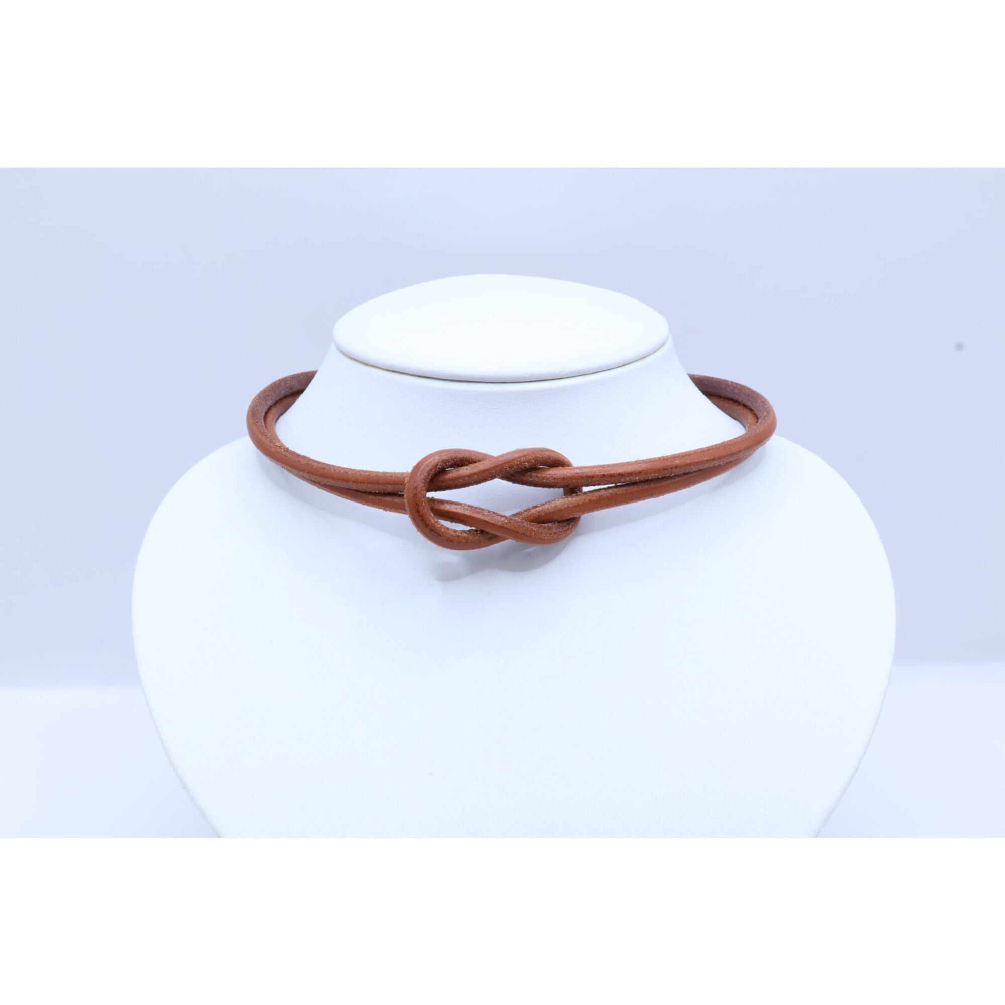 Hermes Hermes Herculeed Leather Choker Brown Silver Women's Size ONE SIZE - 7 Thumbnail
