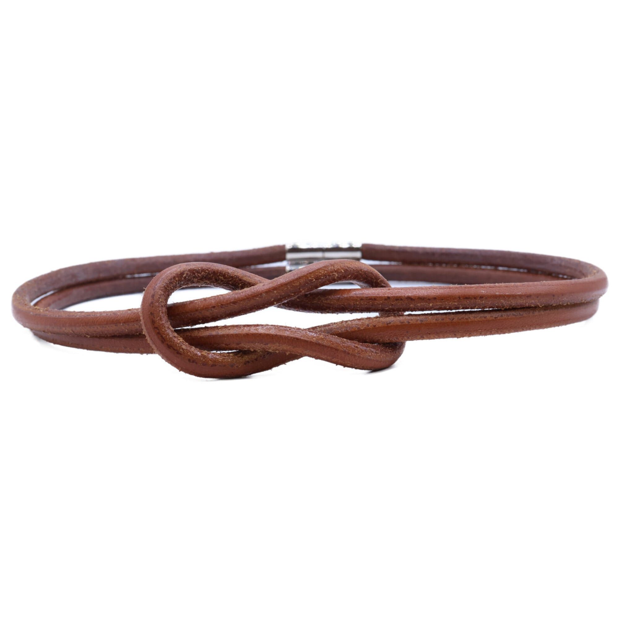 Hermes Hermes Herculeed Leather Choker Brown Silver Women's Size ONE SIZE - 2 Thumbnail