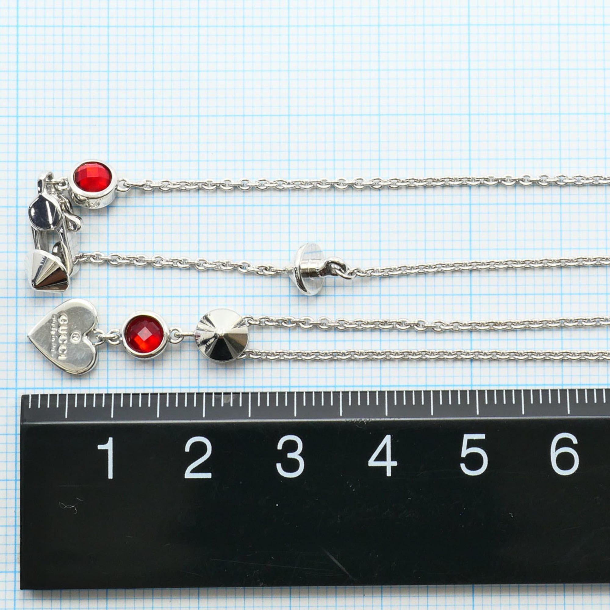 Gucci Gucci silver necklace with red topaz, total weight 6.4g, 41cm length, like new, free gift wrapping. Size ONE SIZE - 5 Thumbnail