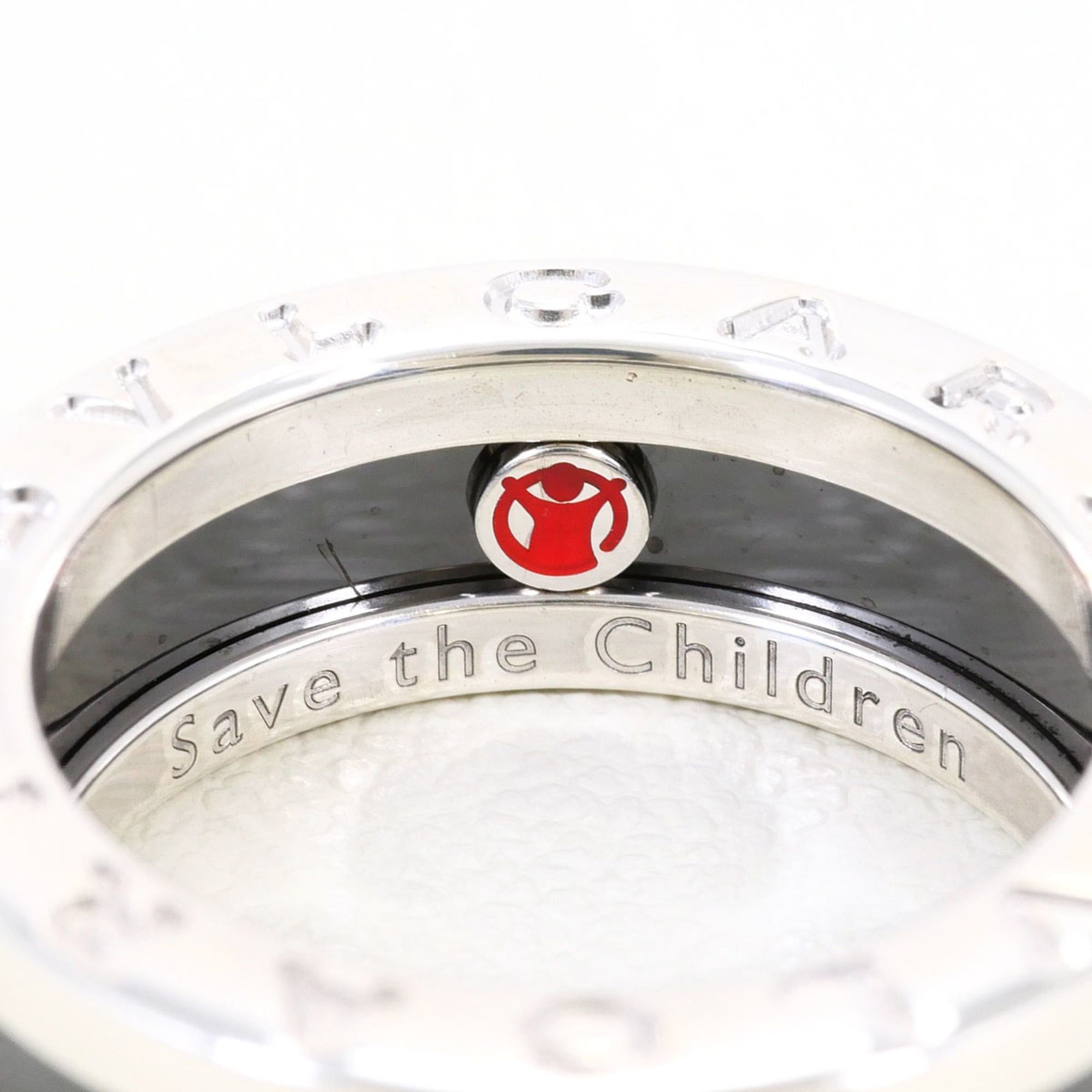 Bvlgari BVLGARI Save the Children Silver Ceramic Ring, Total Weight 6.1g, Like New, Gift Wrapping Available. Size ONE SIZE - 6 Thumbnail