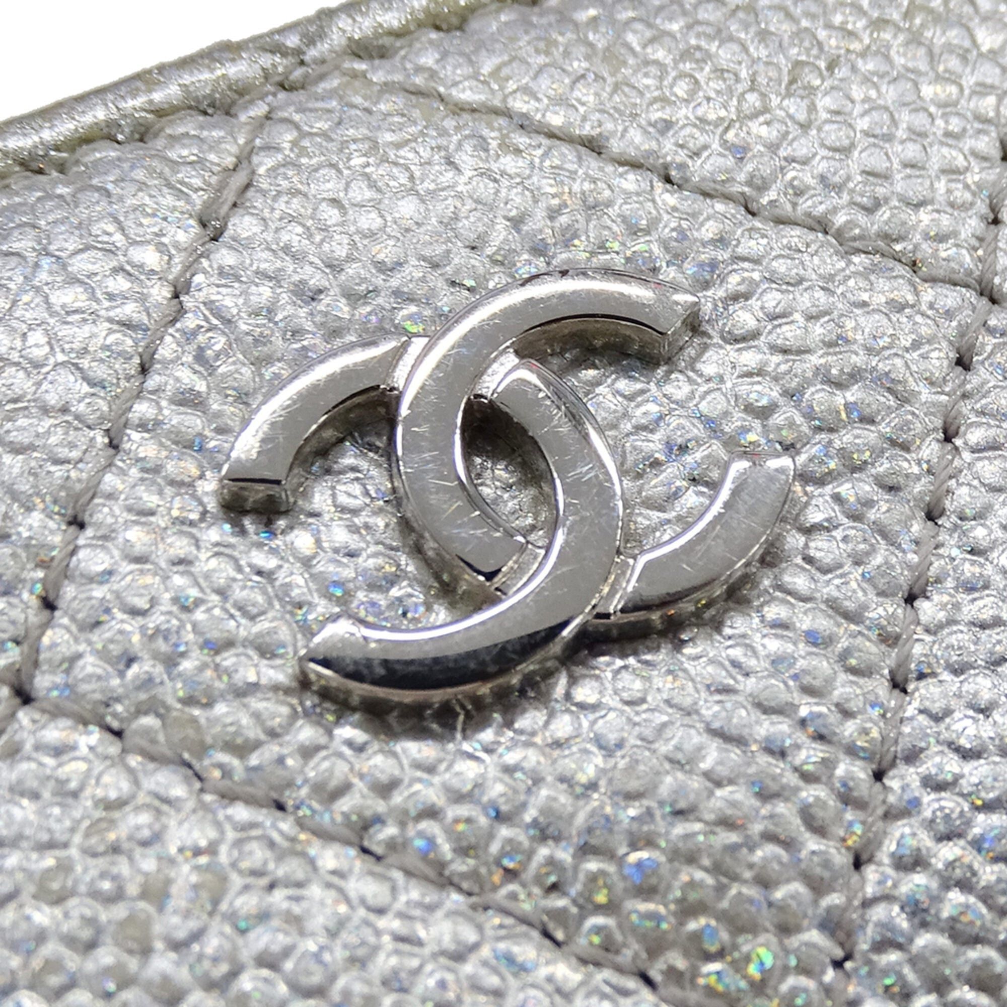Chanel Chanel Women's Wallet, Medium Caviar Leather, Matelassé, Silver, Silver Hardware, Coco Mark Size ONE SIZE - 4 Thumbnail