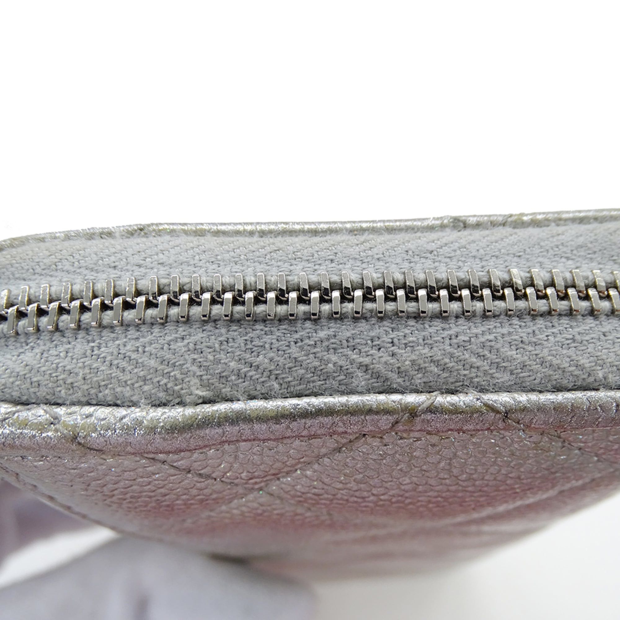 Chanel Chanel Women's Wallet, Medium Caviar Leather, Matelassé, Silver, Silver Hardware, Coco Mark Size ONE SIZE - 13 Thumbnail