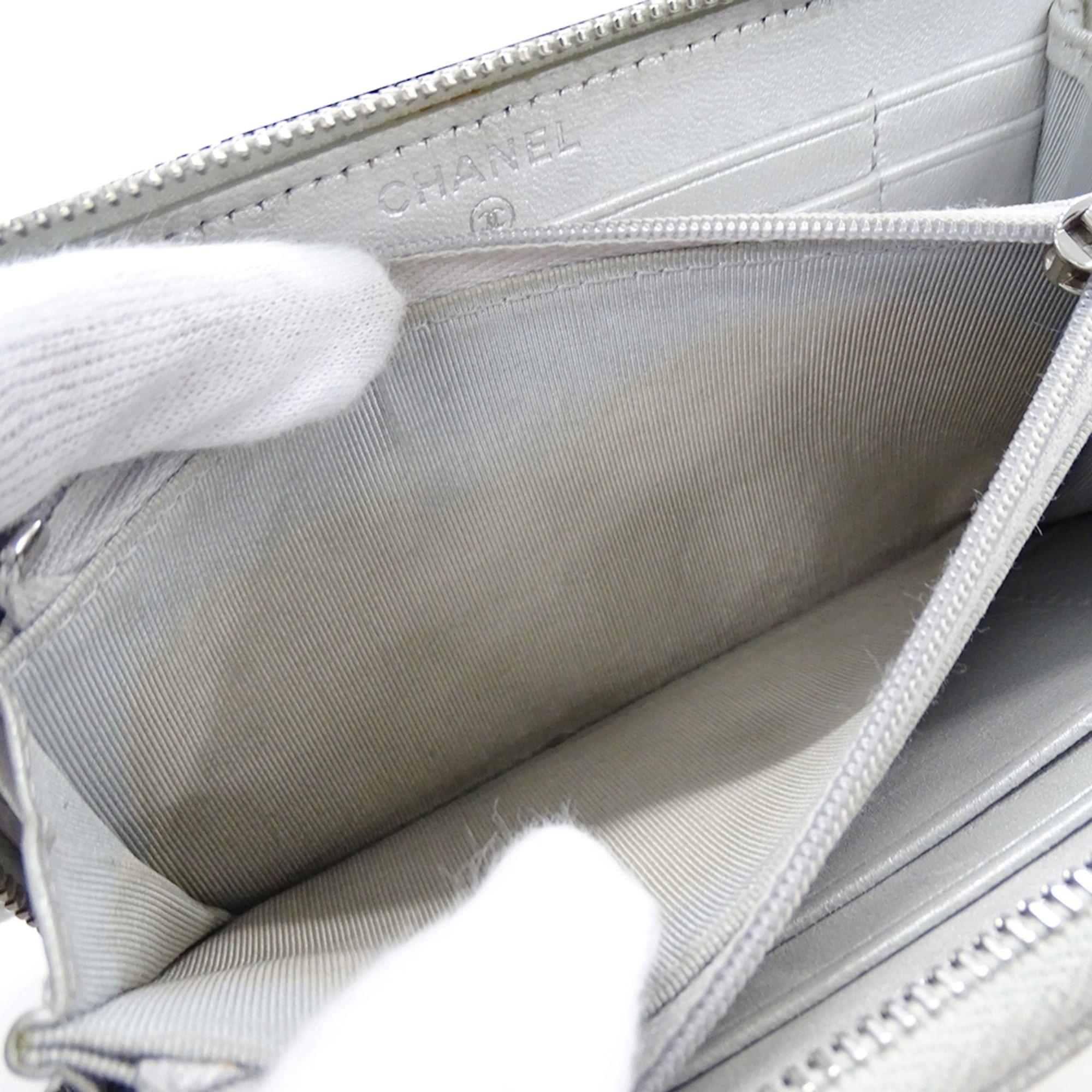 Chanel Chanel Women's Wallet, Medium Caviar Leather, Matelassé, Silver, Silver Hardware, Coco Mark Size ONE SIZE - 6 Thumbnail