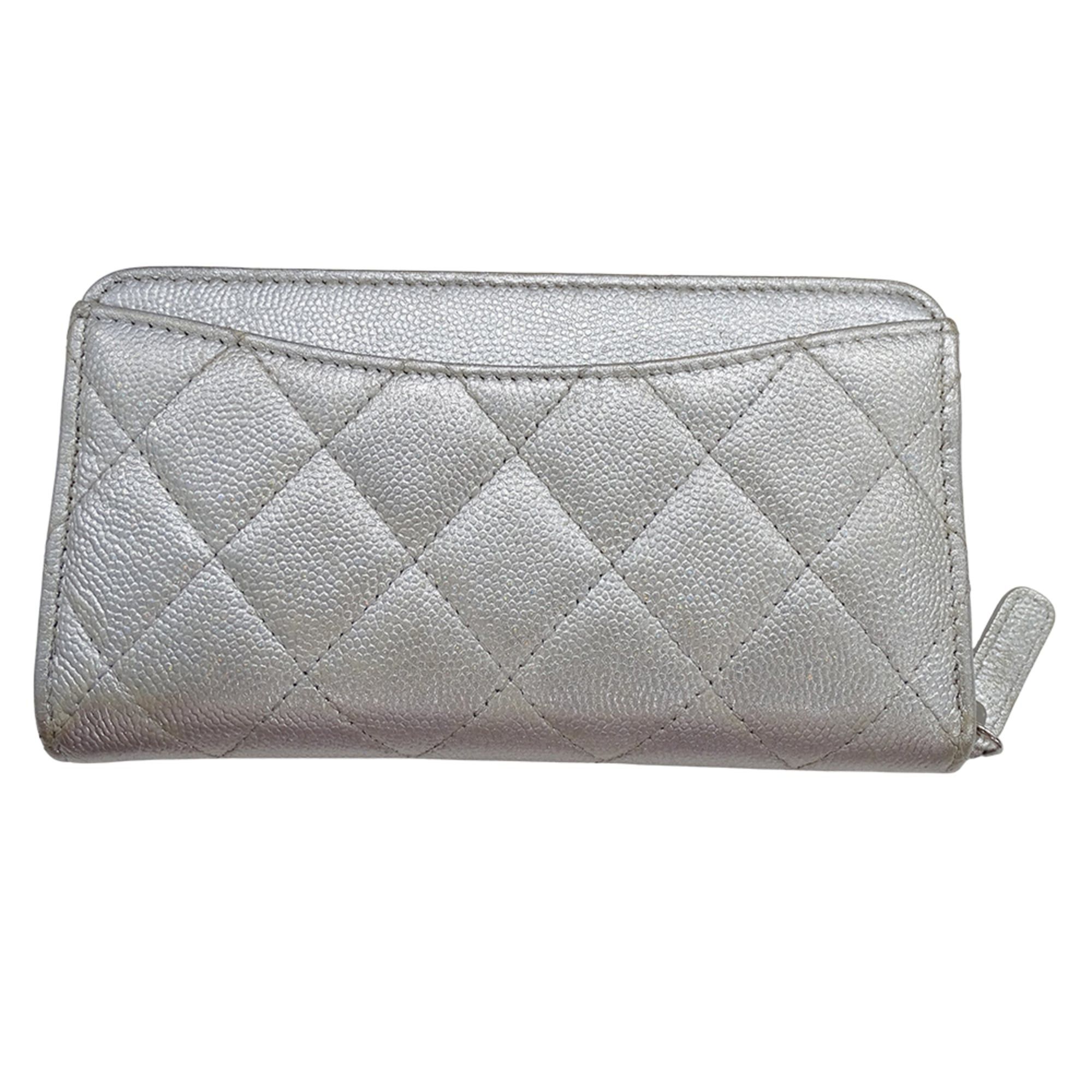 Chanel Chanel Women's Wallet, Medium Caviar Leather, Matelassé, Silver, Silver Hardware, Coco Mark Size ONE SIZE - 2 Thumbnail