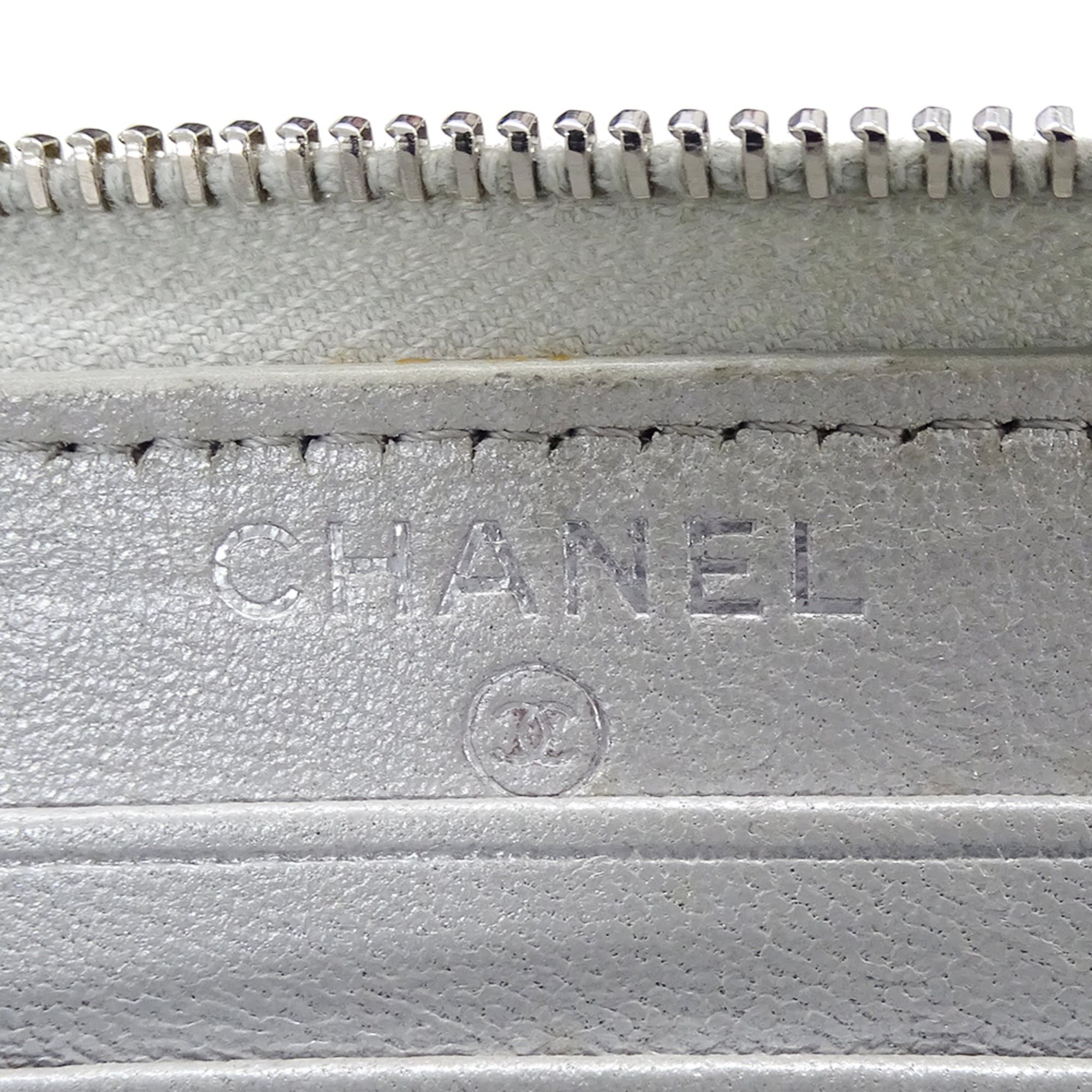 Chanel Chanel Women's Wallet, Medium Caviar Leather, Matelassé, Silver, Silver Hardware, Coco Mark Size ONE SIZE - 9 Thumbnail