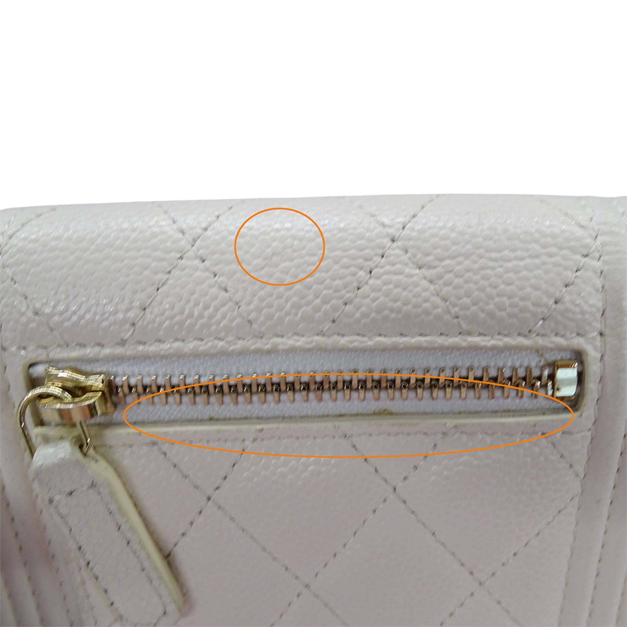 Chanel Chanel women's trifold wallet, caviar leather, Boy design, white with gold hardware. Size ONE SIZE - 12 Thumbnail