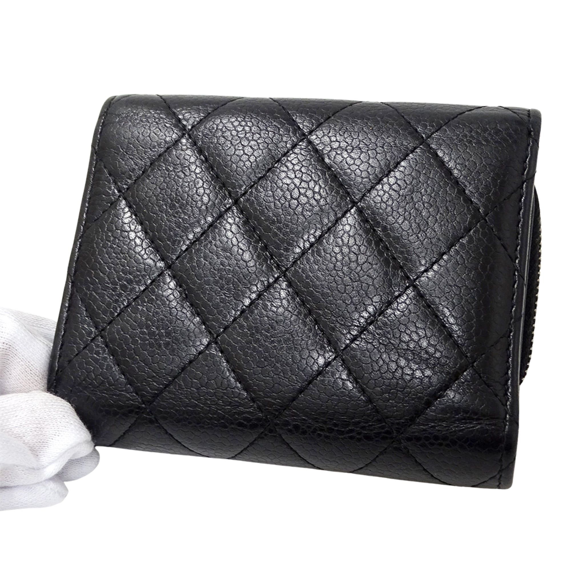 Chanel Chanel Matelassé Women's Tri-fold Wallet, Caviar Leather, Black with Silver Hardware, Mini Wallet Size ONE SIZE - 14 Thumbnail