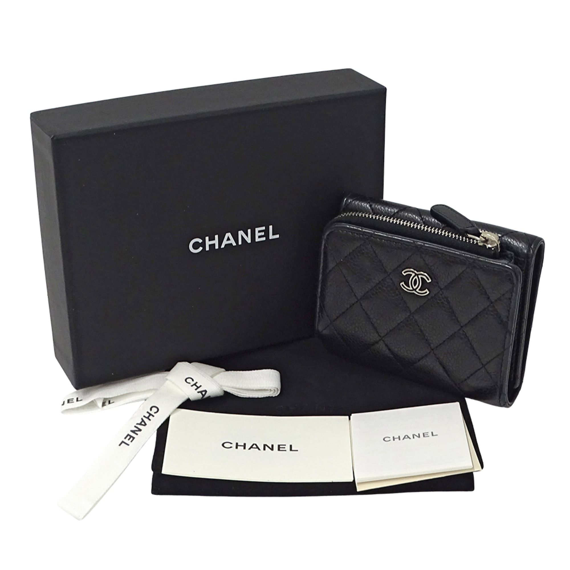 Chanel Chanel Matelassé Women's Tri-fold Wallet, Caviar Leather, Black with Silver Hardware, Mini Wallet Size ONE SIZE - 7 Thumbnail