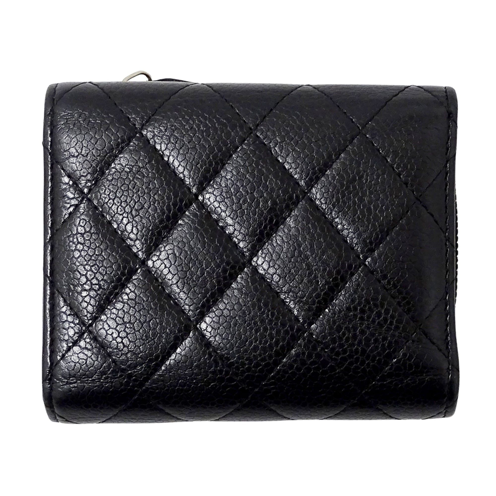 Chanel Chanel Matelassé Women's Tri-fold Wallet, Caviar Leather, Black with Silver Hardware, Mini Wallet Size ONE SIZE - 2 Thumbnail