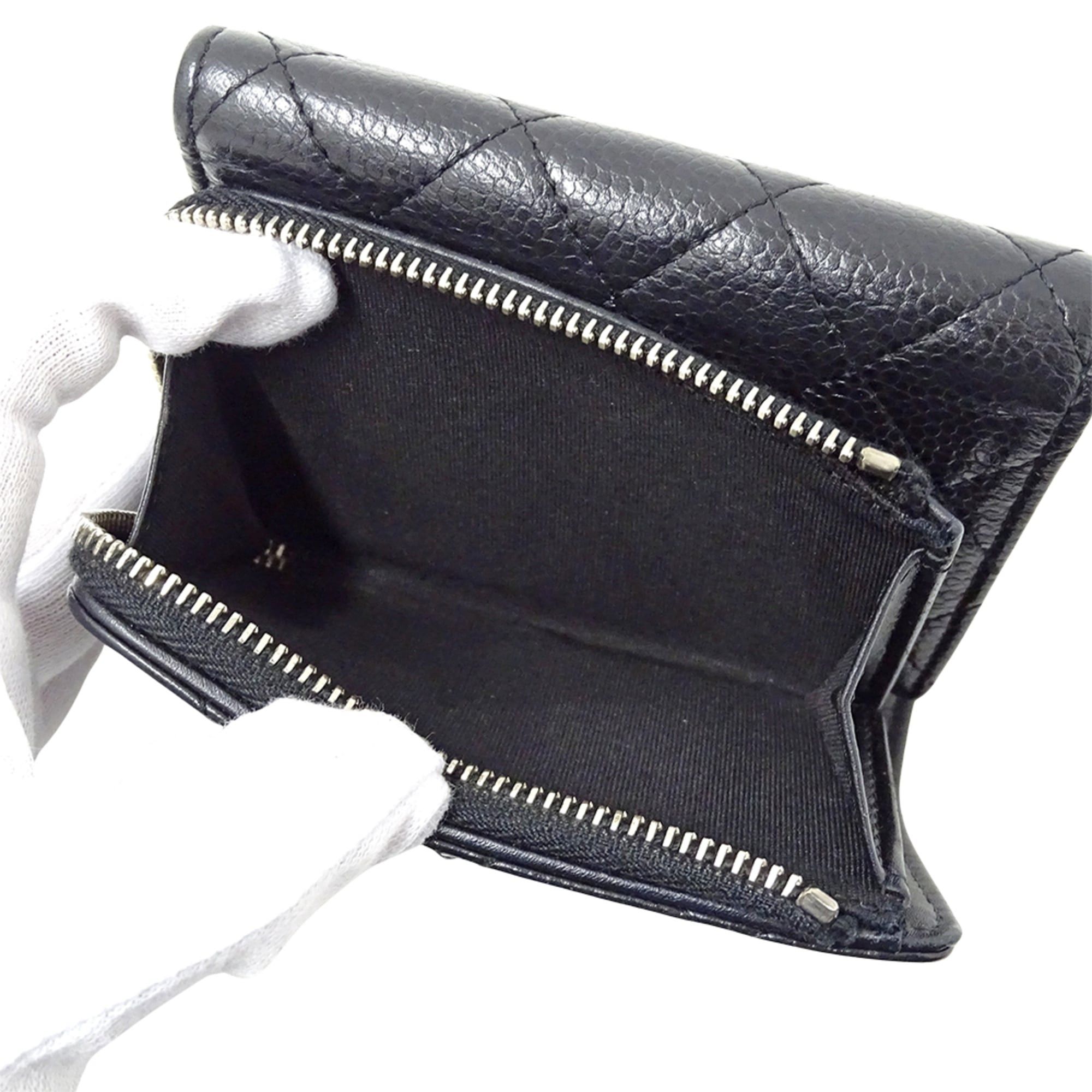 Chanel Chanel Matelassé Women's Tri-fold Wallet, Caviar Leather, Black with Silver Hardware, Mini Wallet Size ONE SIZE - 11 Thumbnail