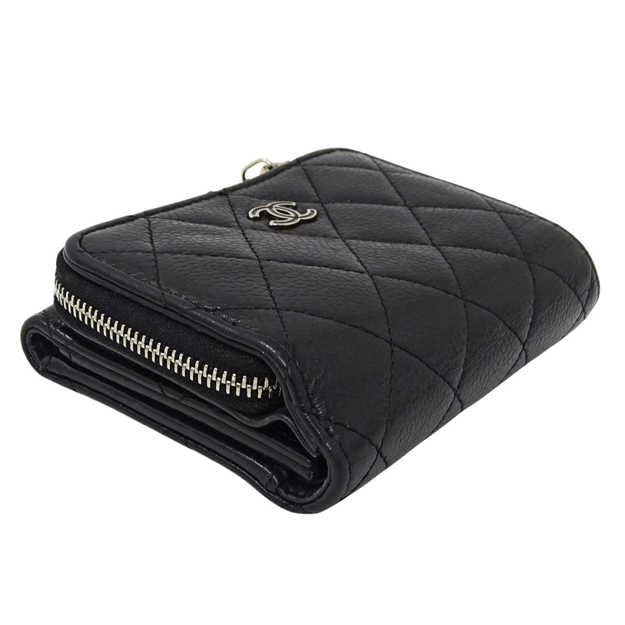 Chanel Chanel Matelassé Women's Tri-fold Wallet, Caviar Leather, Black with Silver Hardware, Mini Wallet Size ONE SIZE - 3 Thumbnail