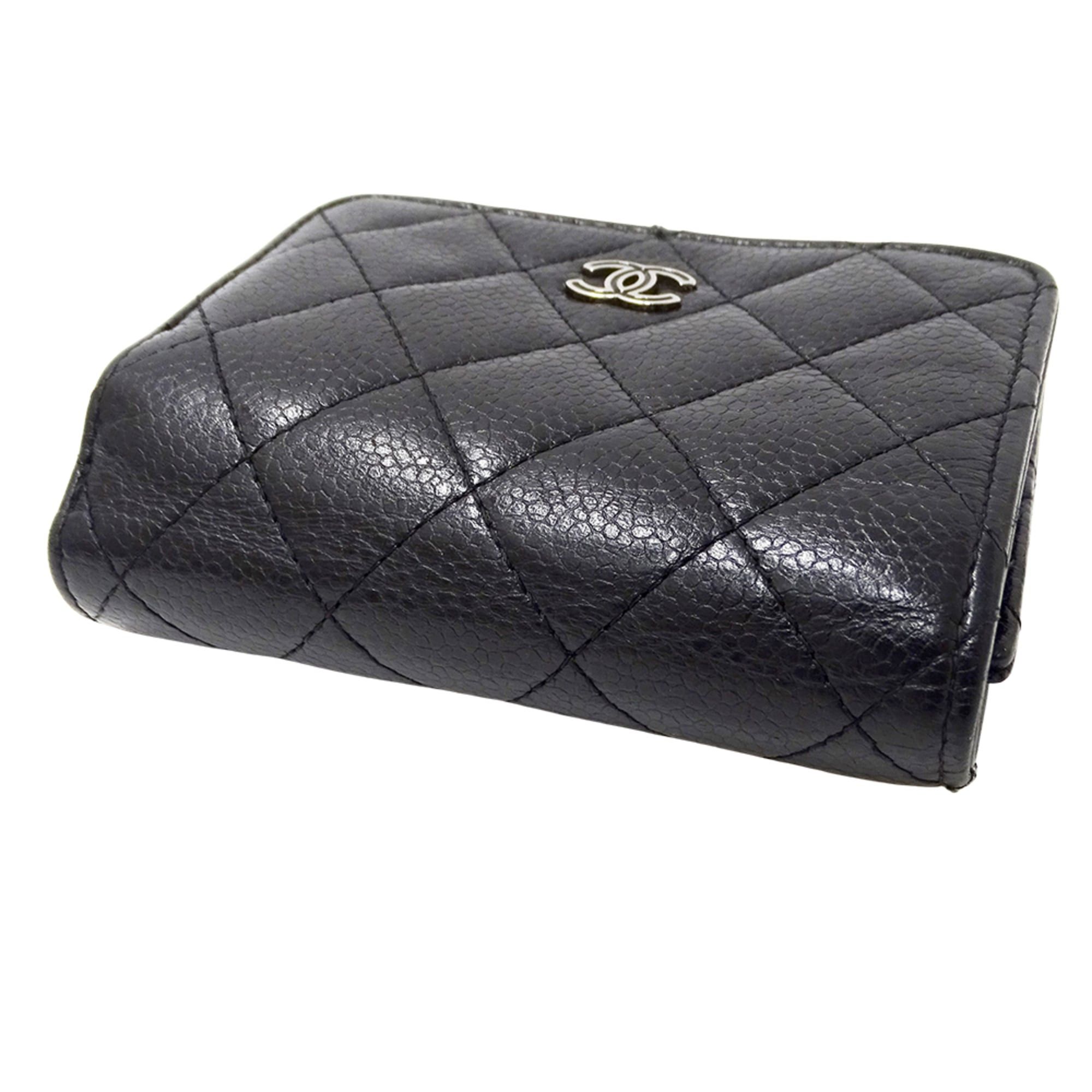 Chanel Chanel Matelassé Women's Tri-fold Wallet, Caviar Leather, Black with Silver Hardware, Mini Wallet Size ONE SIZE - 13 Thumbnail