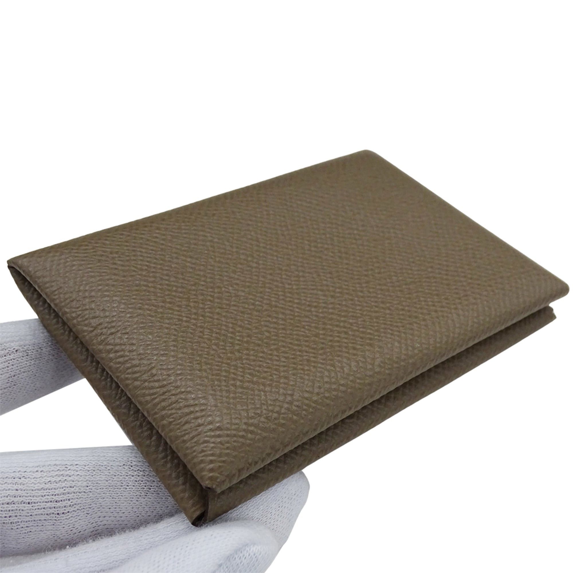 Hermes Hermes Business Card Holder/Card Case Calvi Women's Men's Brand Veau Epsom Taupe Holder Y Stamp Size ONE SIZE - 8 Thumbnail