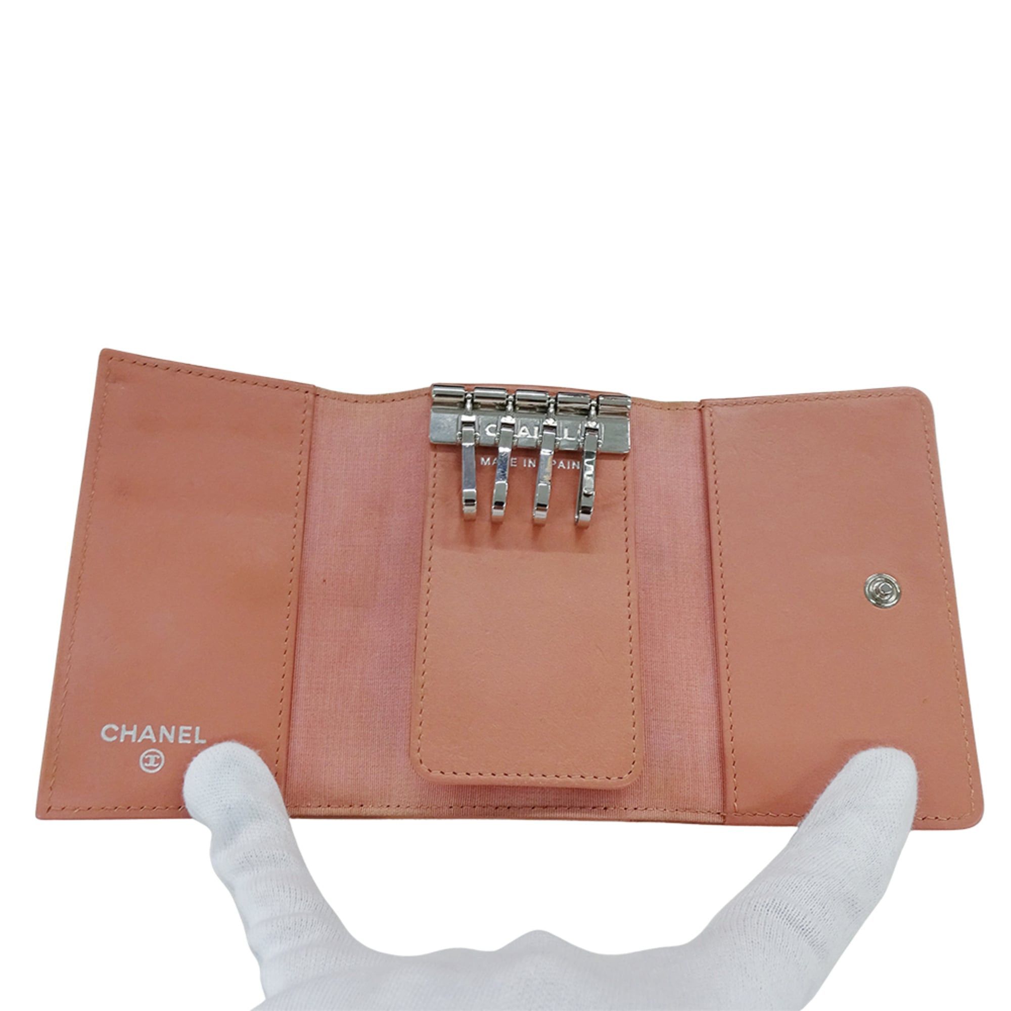 Chanel Chanel Key Case for Women, Brand Name, Caviar Leather, 4-Hook, Salmon Pink, Silver Hardware, Coco Mark, Keys Size ONE SIZE - 4 Thumbnail