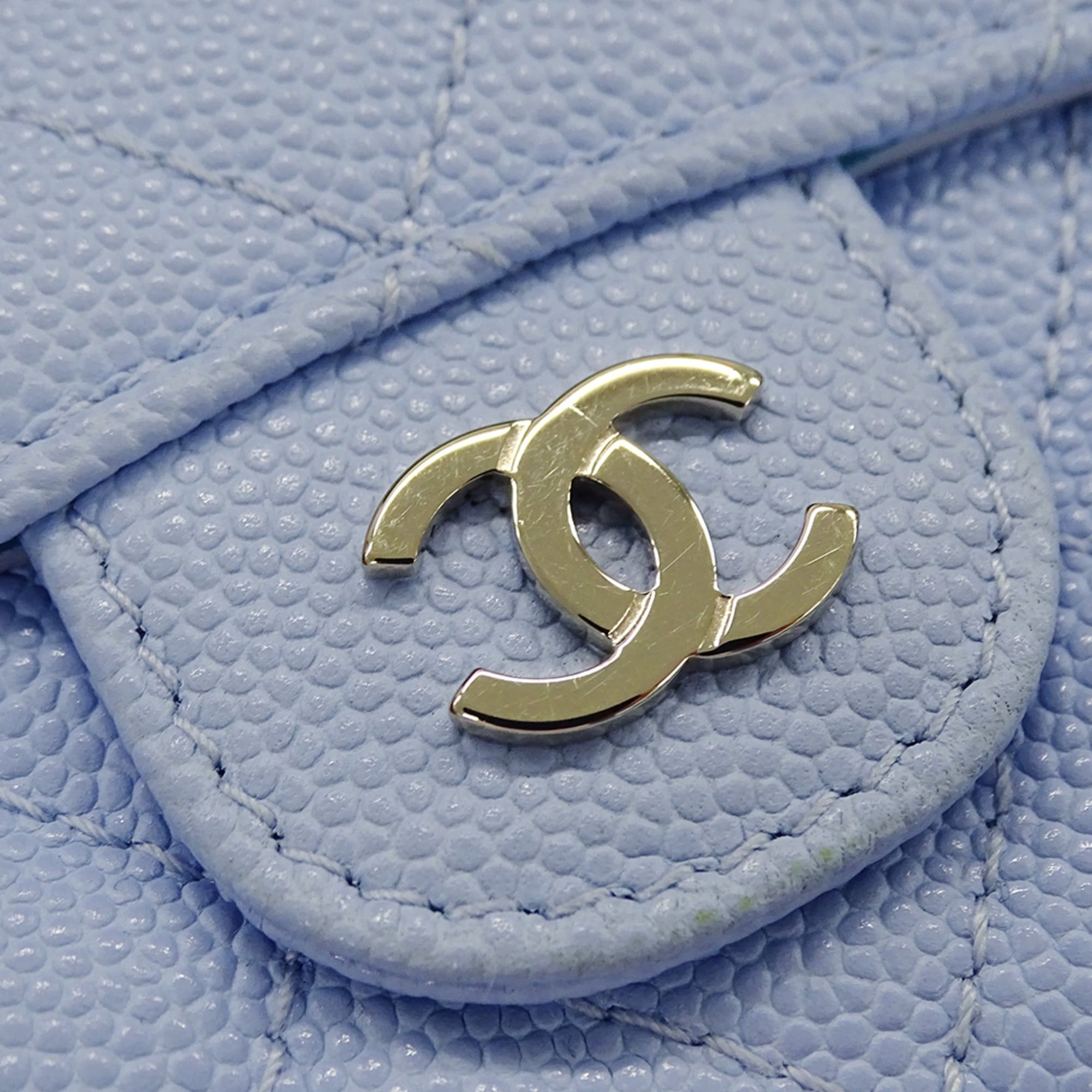 Chanel Chanel women's trifold wallet, caviar leather, matelassé design, light blue with gold hardware. Size ONE SIZE - 4 Thumbnail