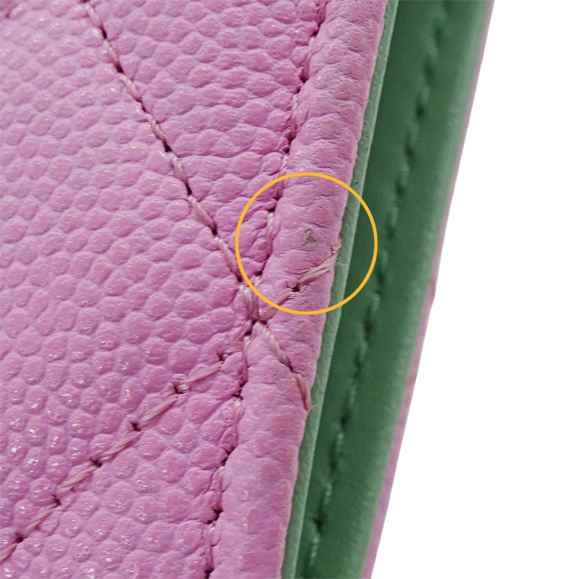 Chanel Chanel women's wallet, brand name, bi-fold caviar leather, matelassé, pink, green, gold hardware, Coco mark. Size ONE SIZE - 12 Thumbnail