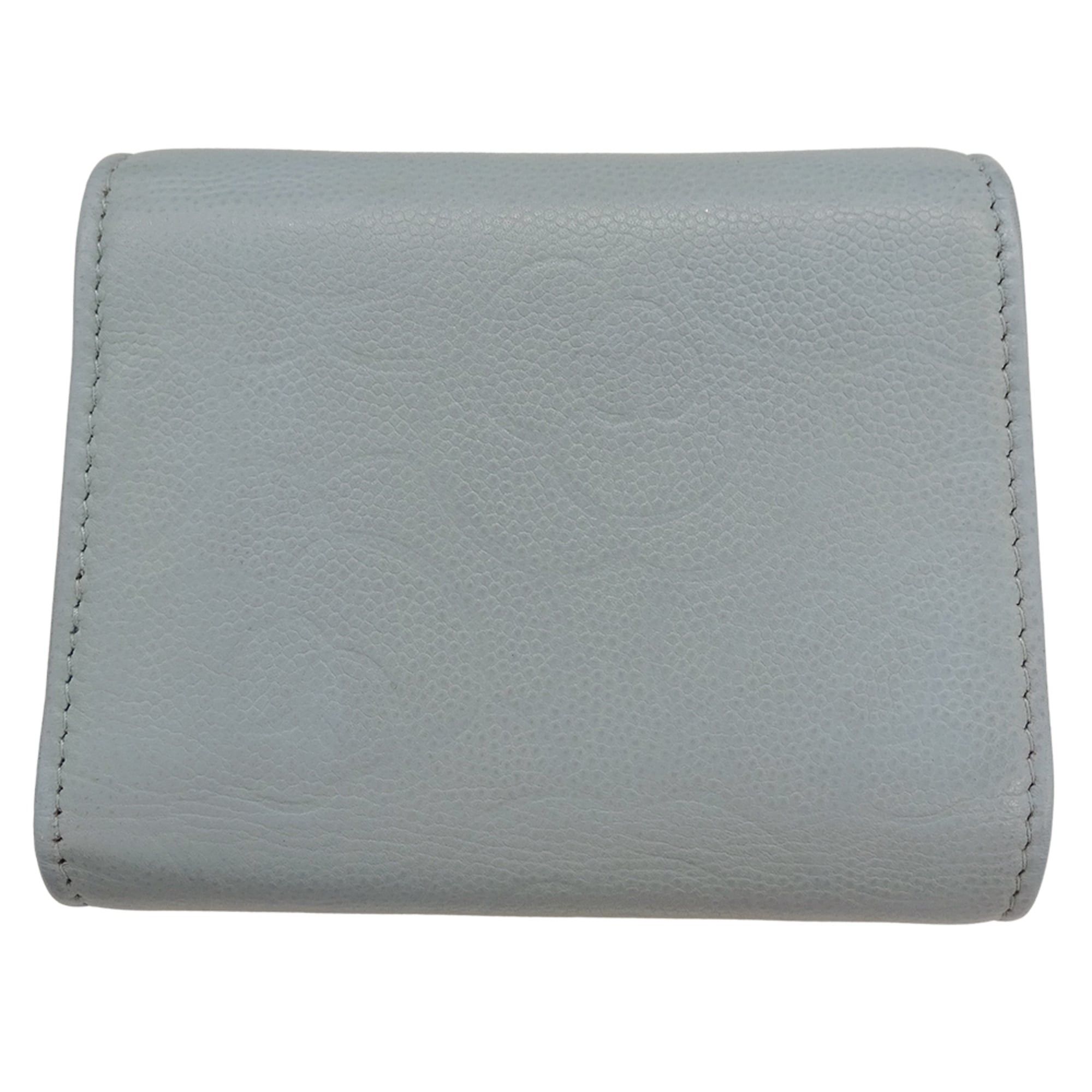 Chanel Chanel women's trifold wallet, caviar leather, camellia design, light blue, gold hardware. Size ONE SIZE - 2 Thumbnail