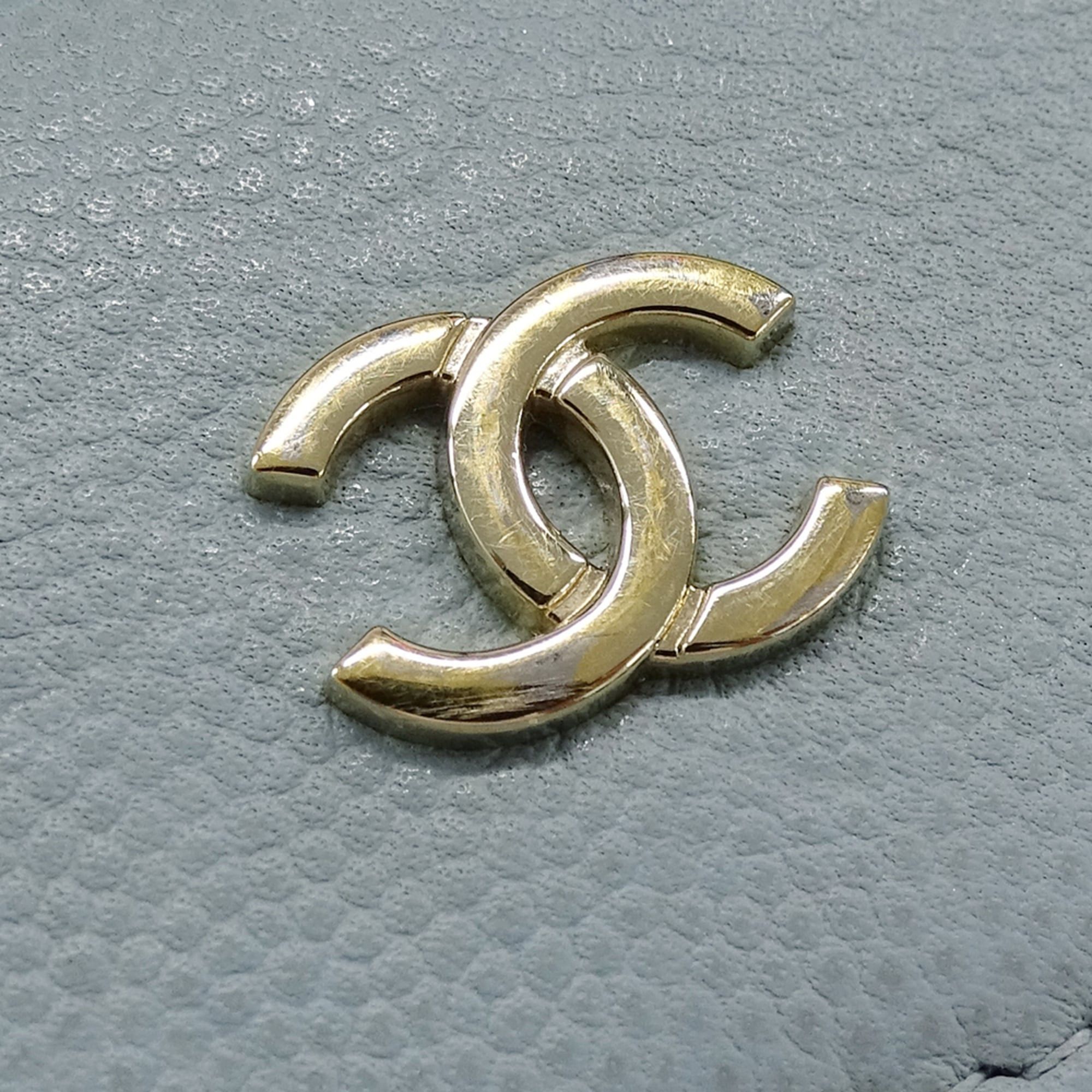 Chanel Chanel women's trifold wallet, caviar leather, camellia design, light blue, gold hardware. Size ONE SIZE - 4 Thumbnail
