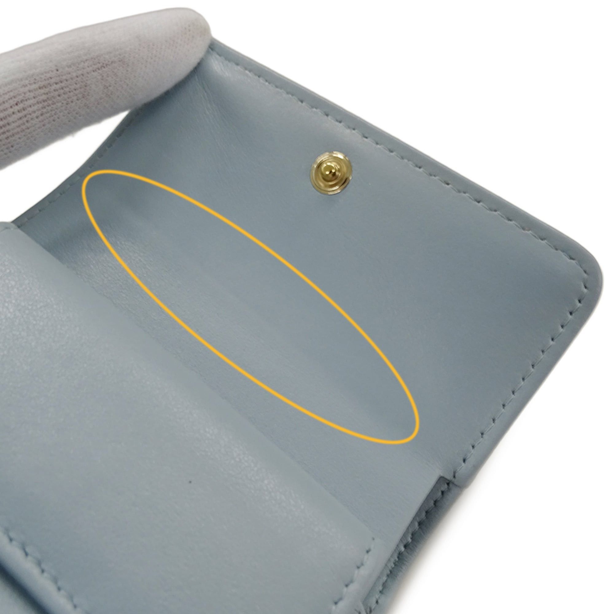 Chanel Chanel women's trifold wallet, caviar leather, camellia design, light blue, gold hardware. Size ONE SIZE - 12 Thumbnail