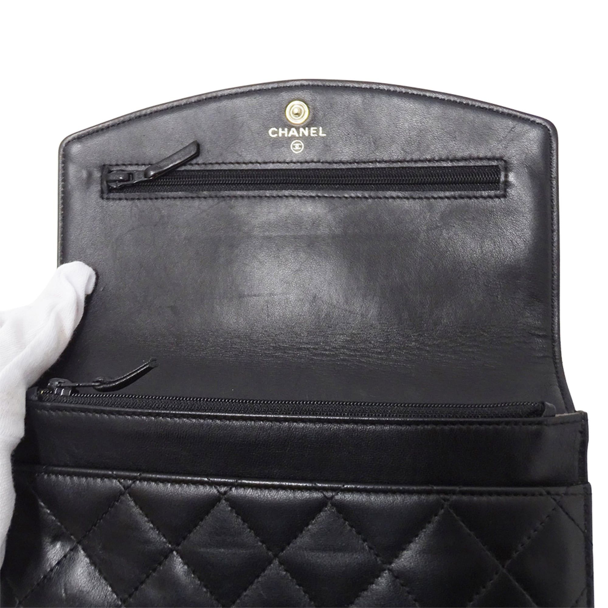 Chanel Chanel Matelassé handbag for women, brand name, clutch bag, second long wallet, lambskin, black, silver hardware. Size ONE SIZE - 9 Thumbnail