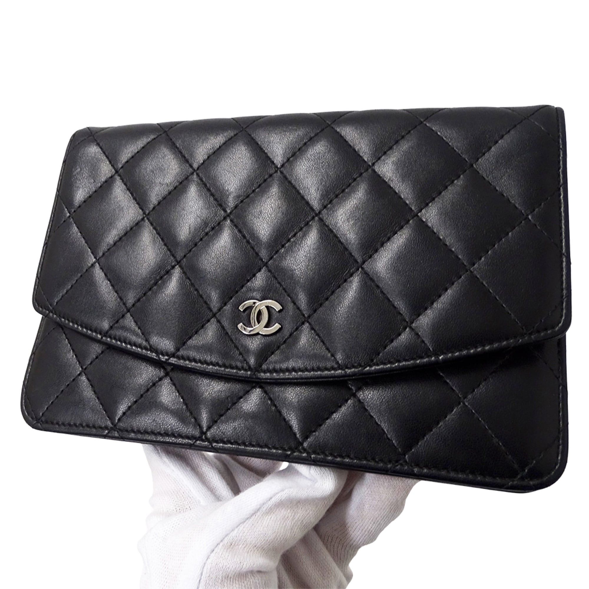 Chanel Chanel Matelassé handbag for women, brand name, clutch bag, second long wallet, lambskin, black, silver hardware. Size ONE SIZE - 11 Thumbnail