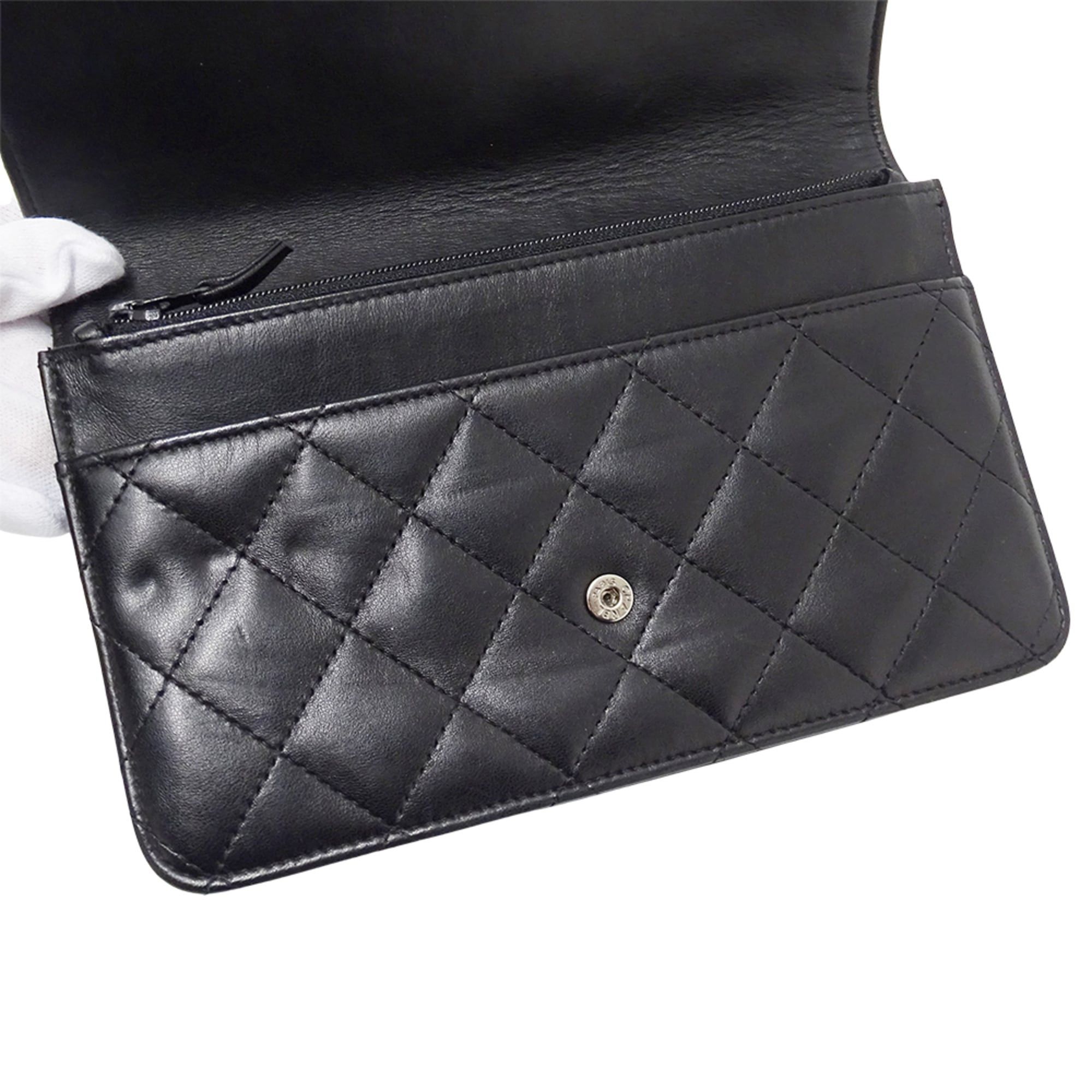 Chanel Chanel Matelassé handbag for women, brand name, clutch bag, second long wallet, lambskin, black, silver hardware. Size ONE SIZE - 8 Thumbnail