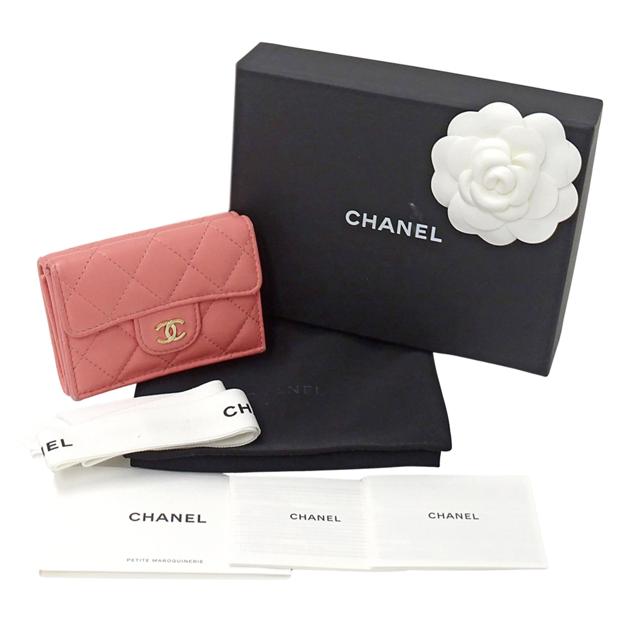 Chanel Chanel Matelassé Women's Tri-fold Wallet, Lambskin, Pink, Gold Hardware, Mini Wallet Size ONE SIZE - 7 Thumbnail