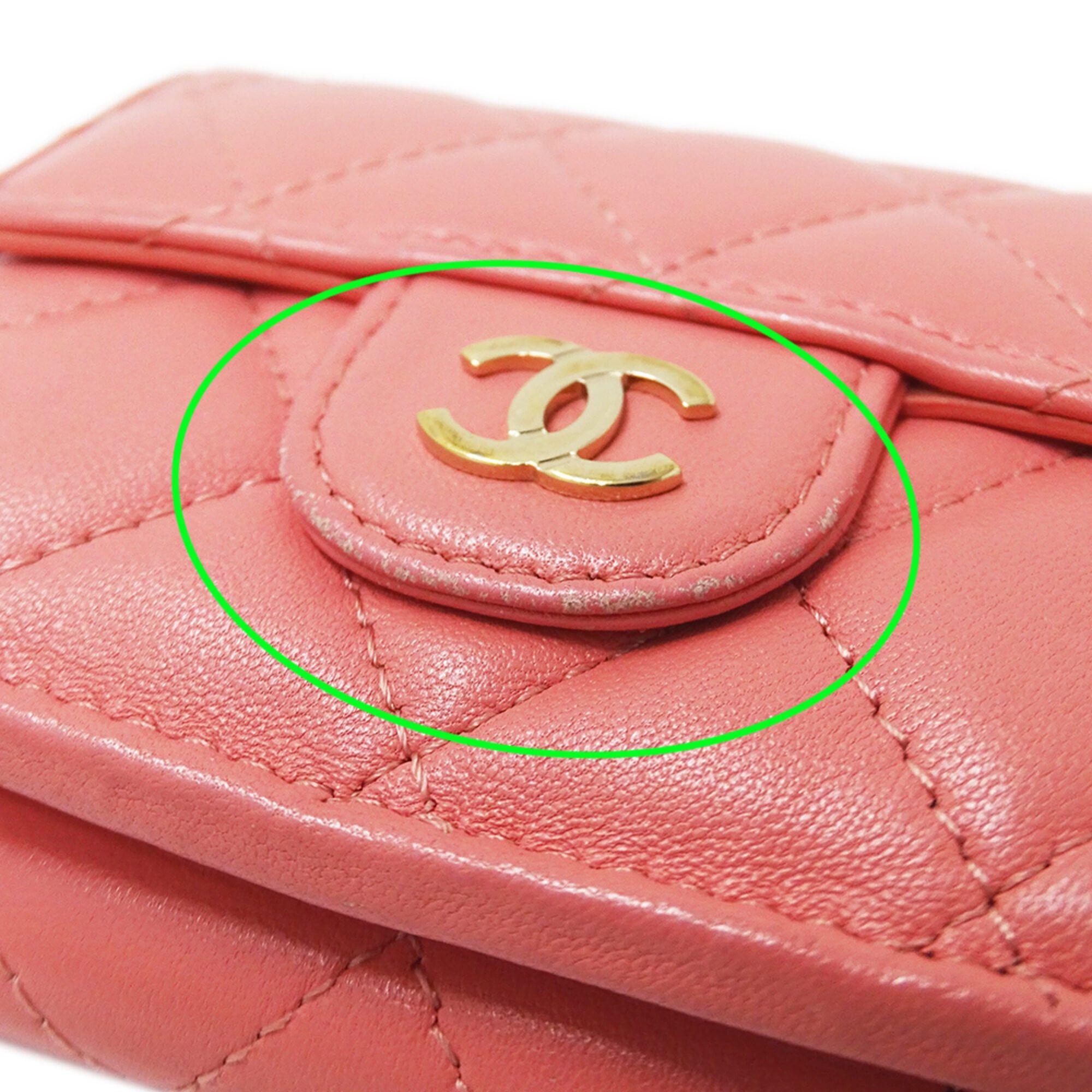 Chanel Chanel Matelassé Women's Tri-fold Wallet, Lambskin, Pink, Gold Hardware, Mini Wallet Size ONE SIZE - 10 Thumbnail
