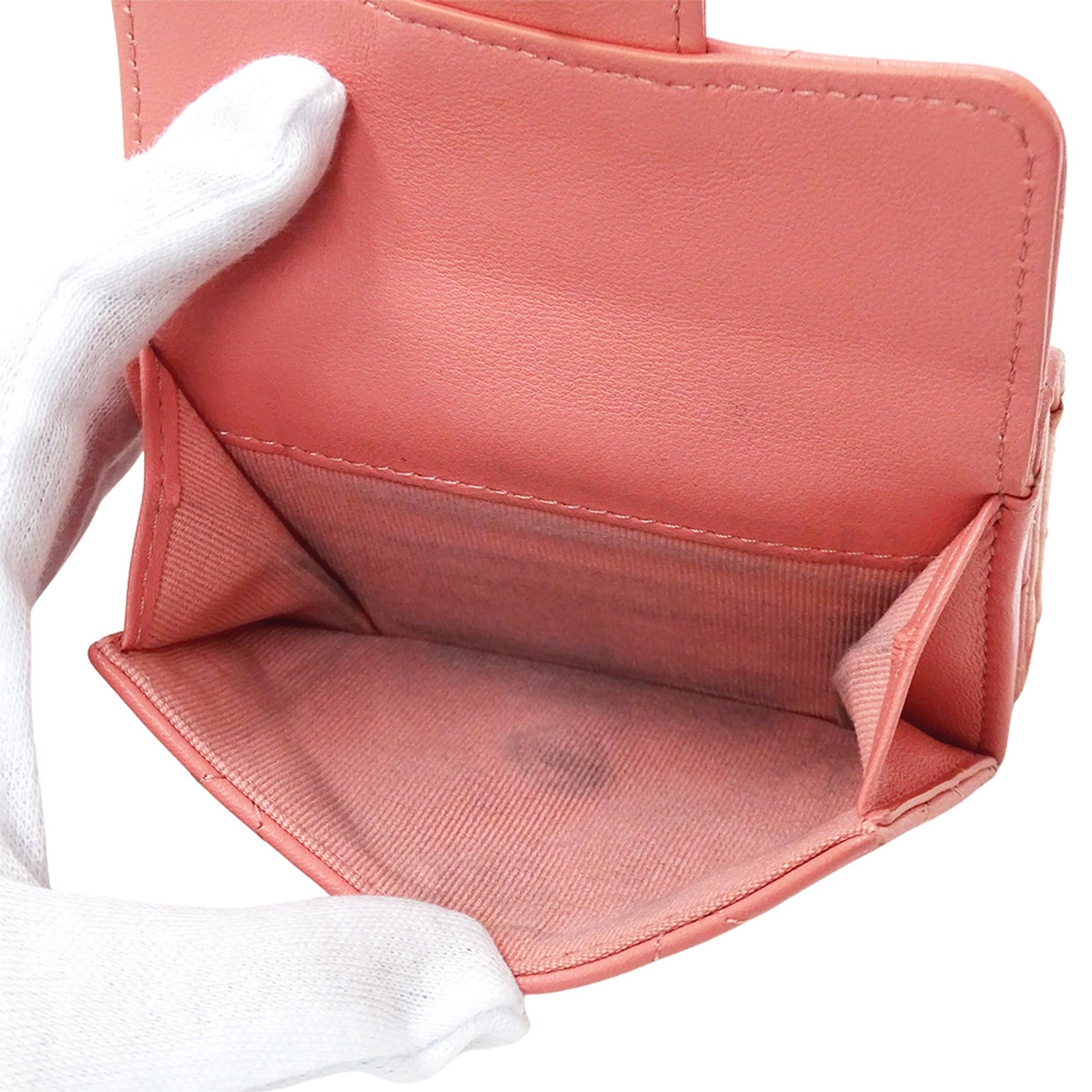 Chanel Chanel Matelassé Women's Tri-fold Wallet, Lambskin, Pink, Gold Hardware, Mini Wallet Size ONE SIZE - 8 Thumbnail