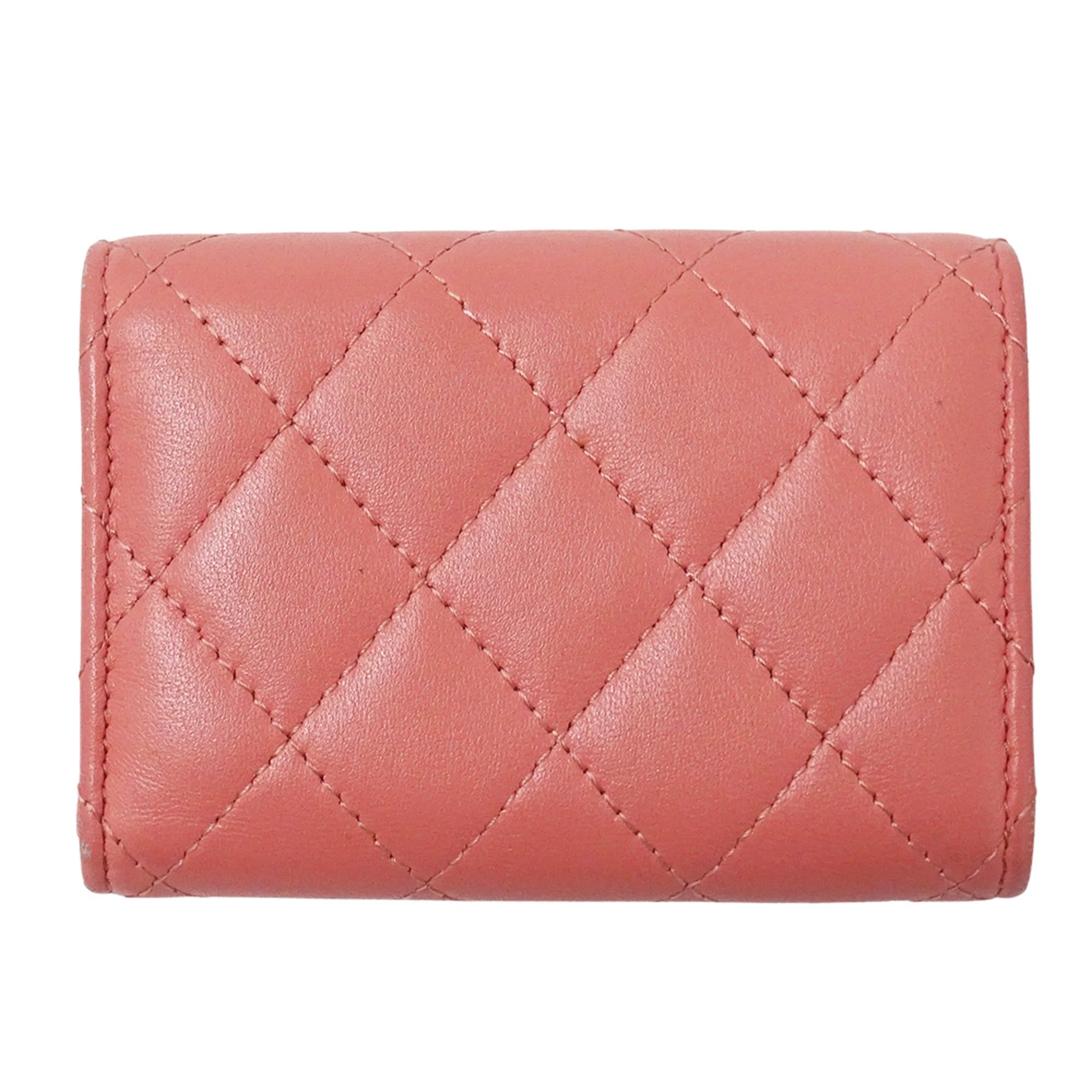 Chanel Chanel Matelassé Women's Tri-fold Wallet, Lambskin, Pink, Gold Hardware, Mini Wallet Size ONE SIZE - 2 Thumbnail