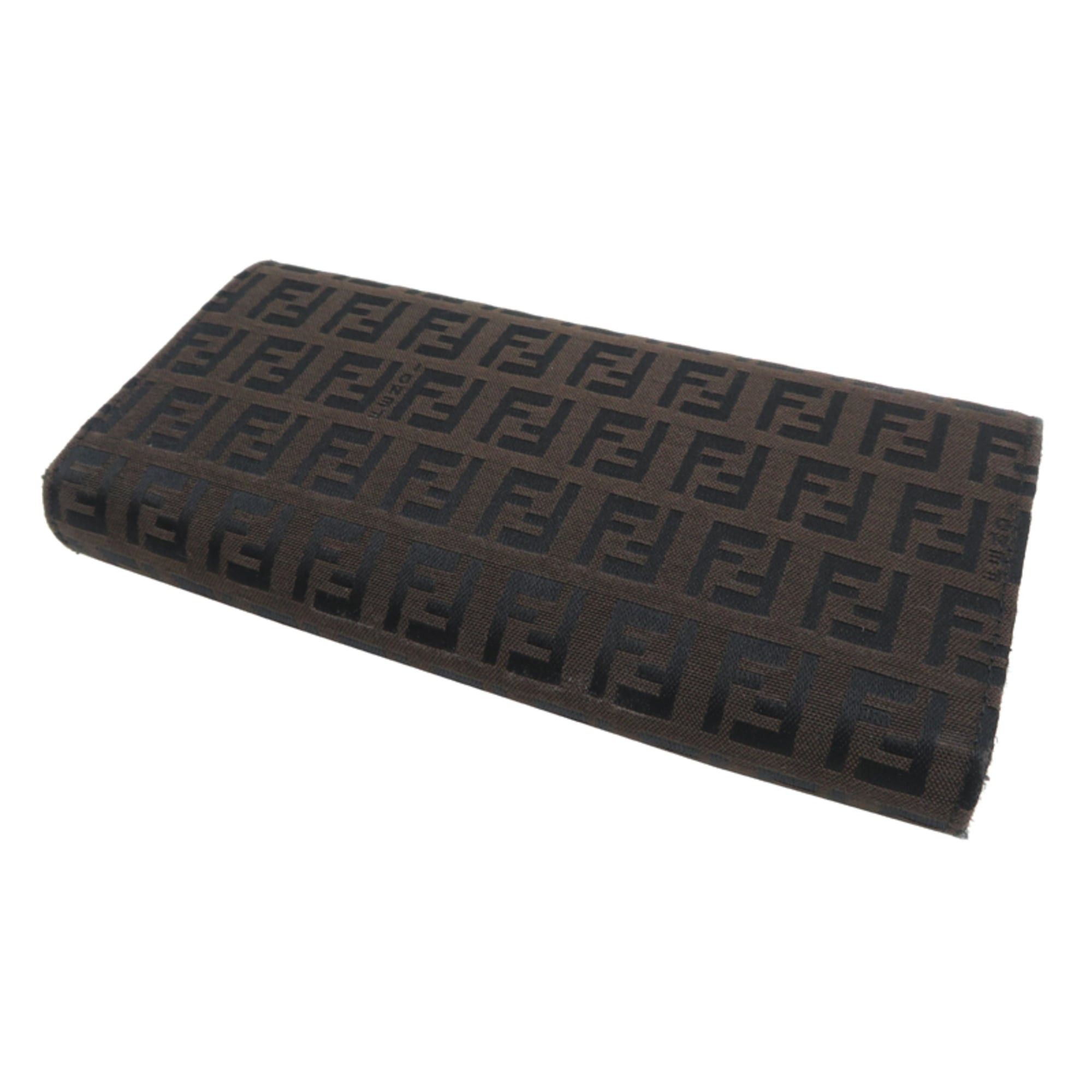 Fendi Fendi Zucchino Canvas Long Wallet for Women and Men, 2135-8M0021, Canvas, Brown Size ONE SIZE - 4 Thumbnail