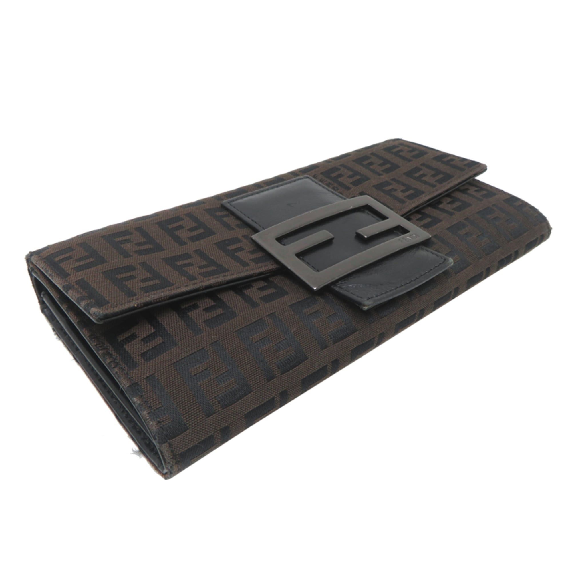 Fendi Fendi Zucchino Canvas Long Wallet for Women and Men, 2135-8M0021, Canvas, Brown Size ONE SIZE - 3 Thumbnail