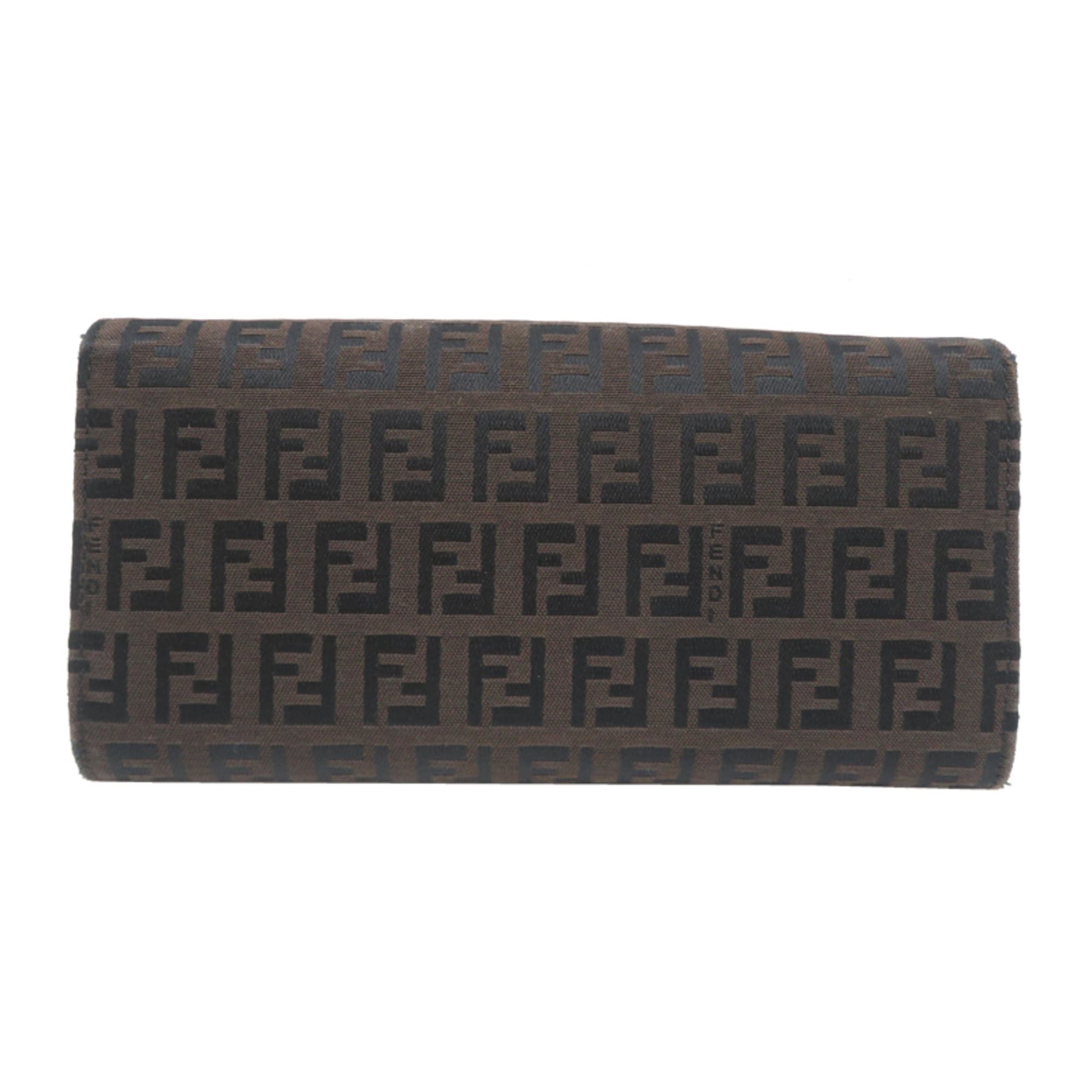 Fendi Fendi Zucchino Canvas Long Wallet for Women and Men, 2135-8M0021, Canvas, Brown Size ONE SIZE - 2 Thumbnail