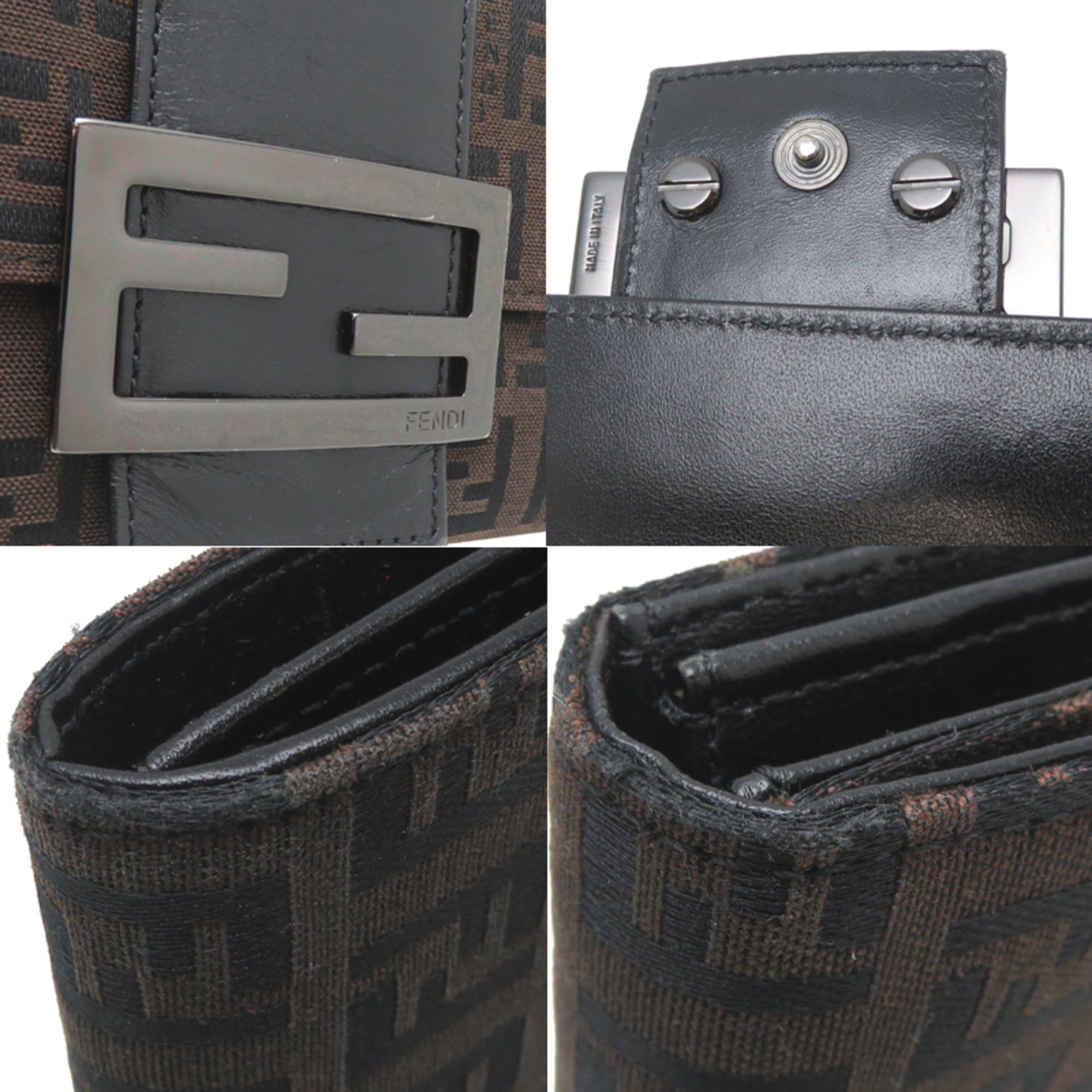 Fendi Fendi Zucchino Canvas Long Wallet for Women and Men, 2135-8M0021, Canvas, Brown Size ONE SIZE - 10 Thumbnail