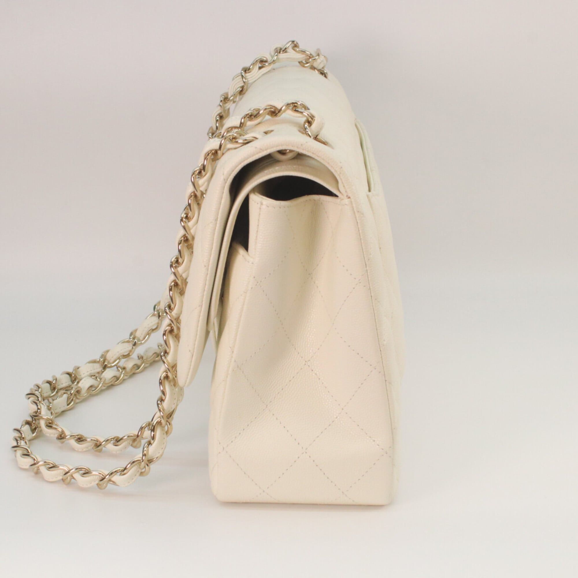 Chanel CHANEL A58600 Ivory Caviar Gold Hardware Double Flap Large Matelassé 30 Shoulder Bag Size ONE SIZE - 4 Thumbnail
