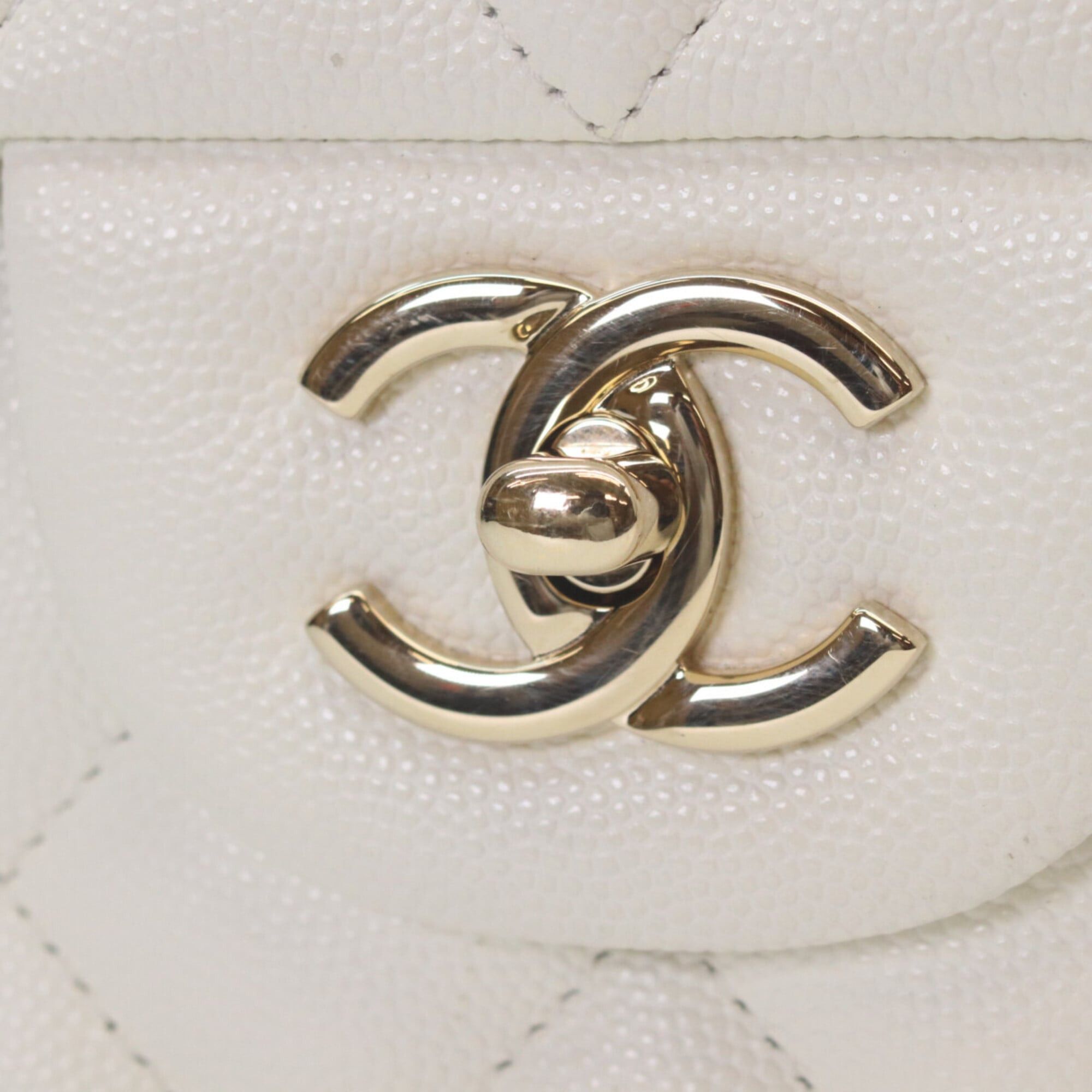 Chanel CHANEL A58600 Ivory Caviar Gold Hardware Double Flap Large Matelassé 30 Shoulder Bag Size ONE SIZE - 7 Thumbnail