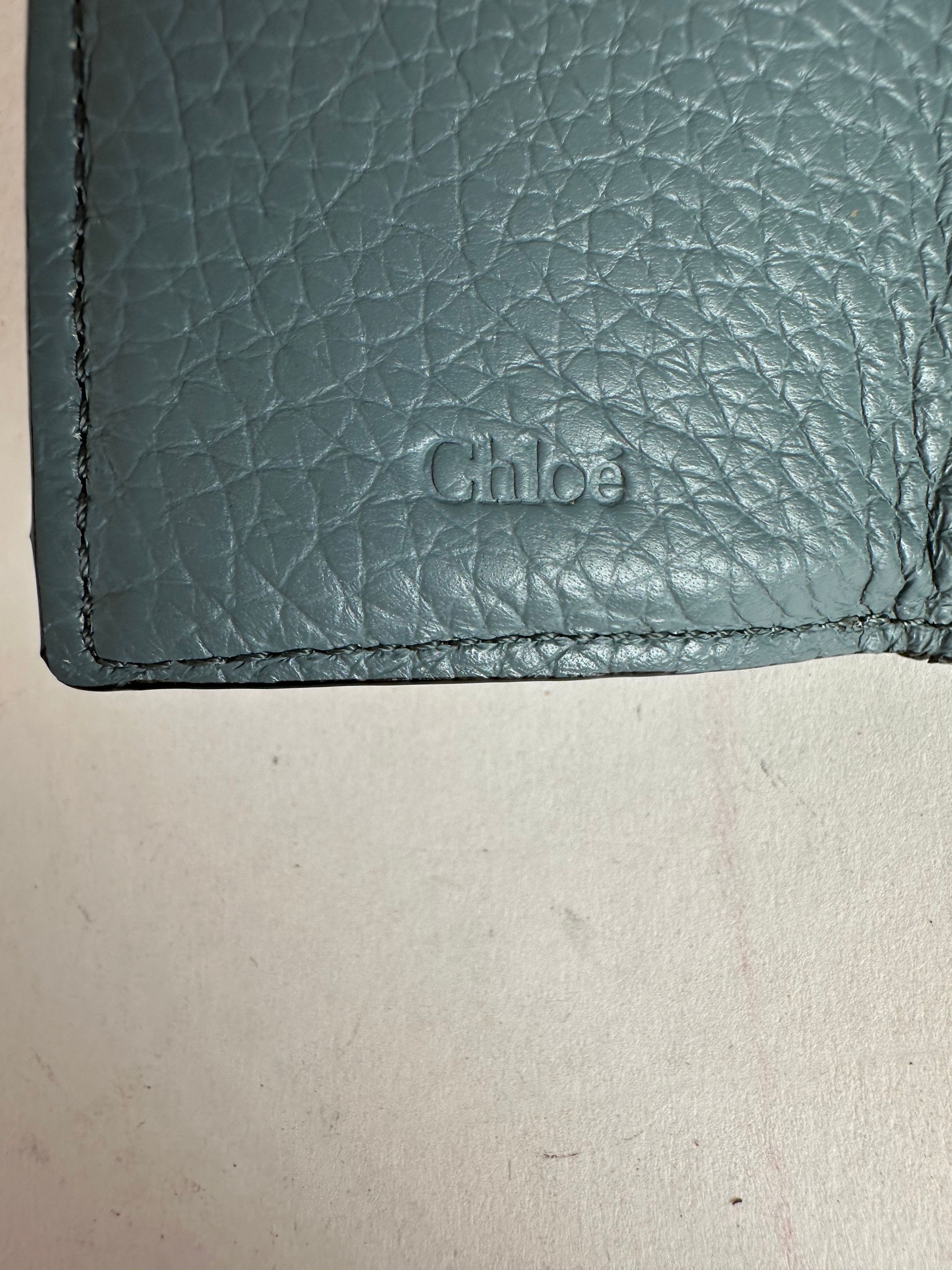 Chloe Vintage Grained Leather Compact Wallet Dusty Blue Size ONE SIZE - 4 Thumbnail