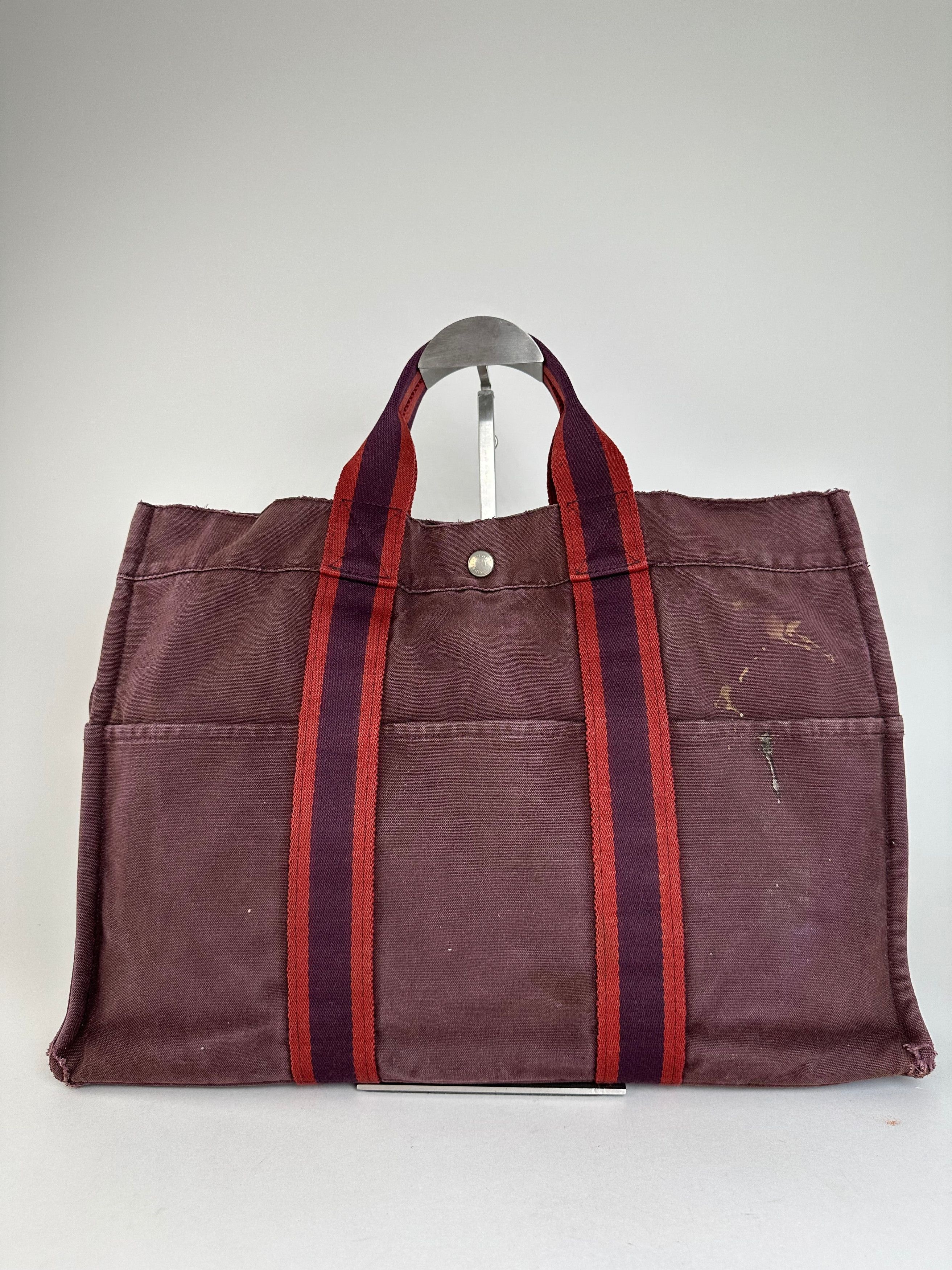 Other Vintage Hermes Fourre Tout Canvas Tote Bag Burgundy Red Size ONE SIZE - 11 Thumbnail