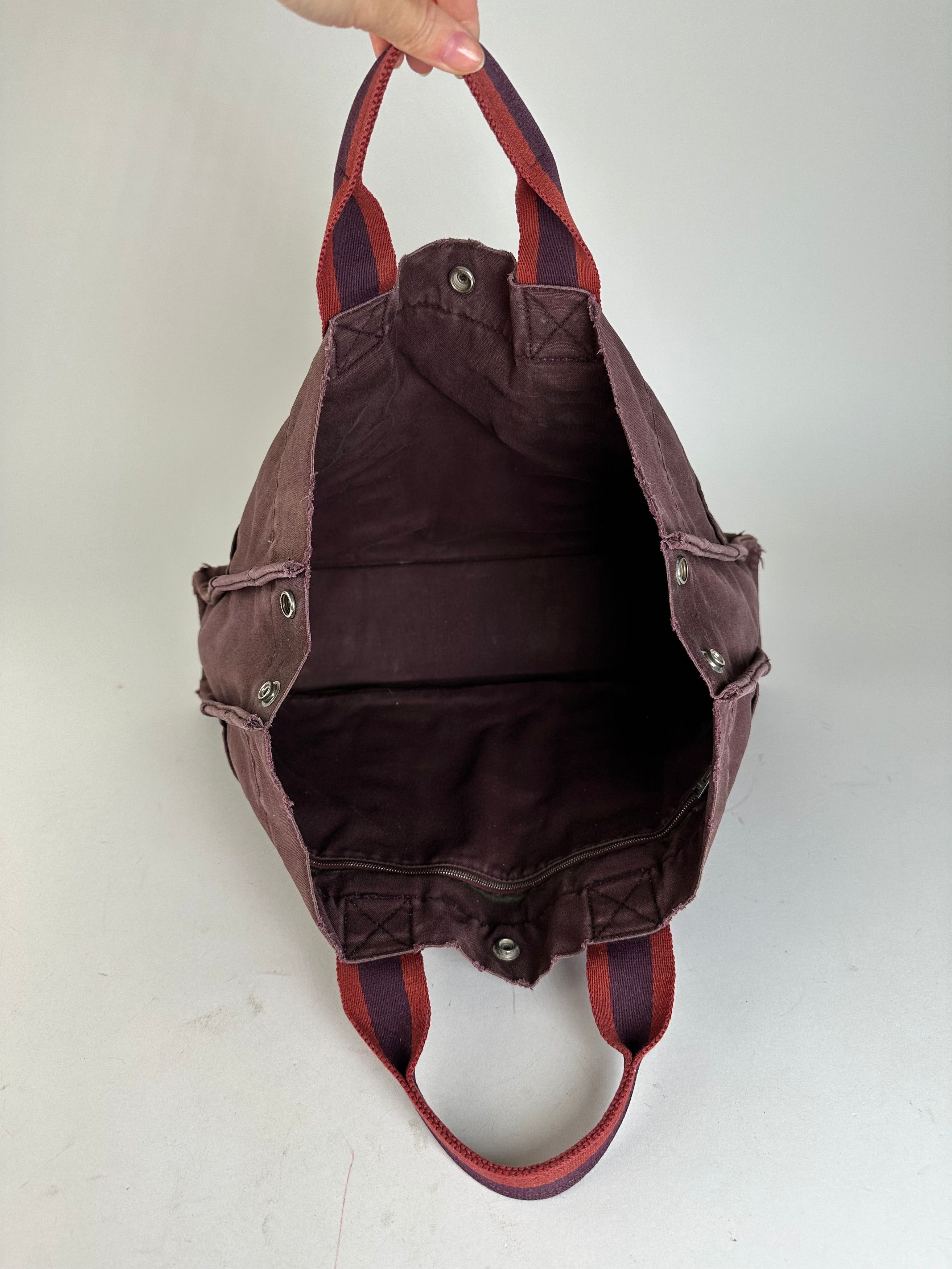 Other Vintage Hermes Fourre Tout Canvas Tote Bag Burgundy Red Size ONE SIZE - 3 Thumbnail