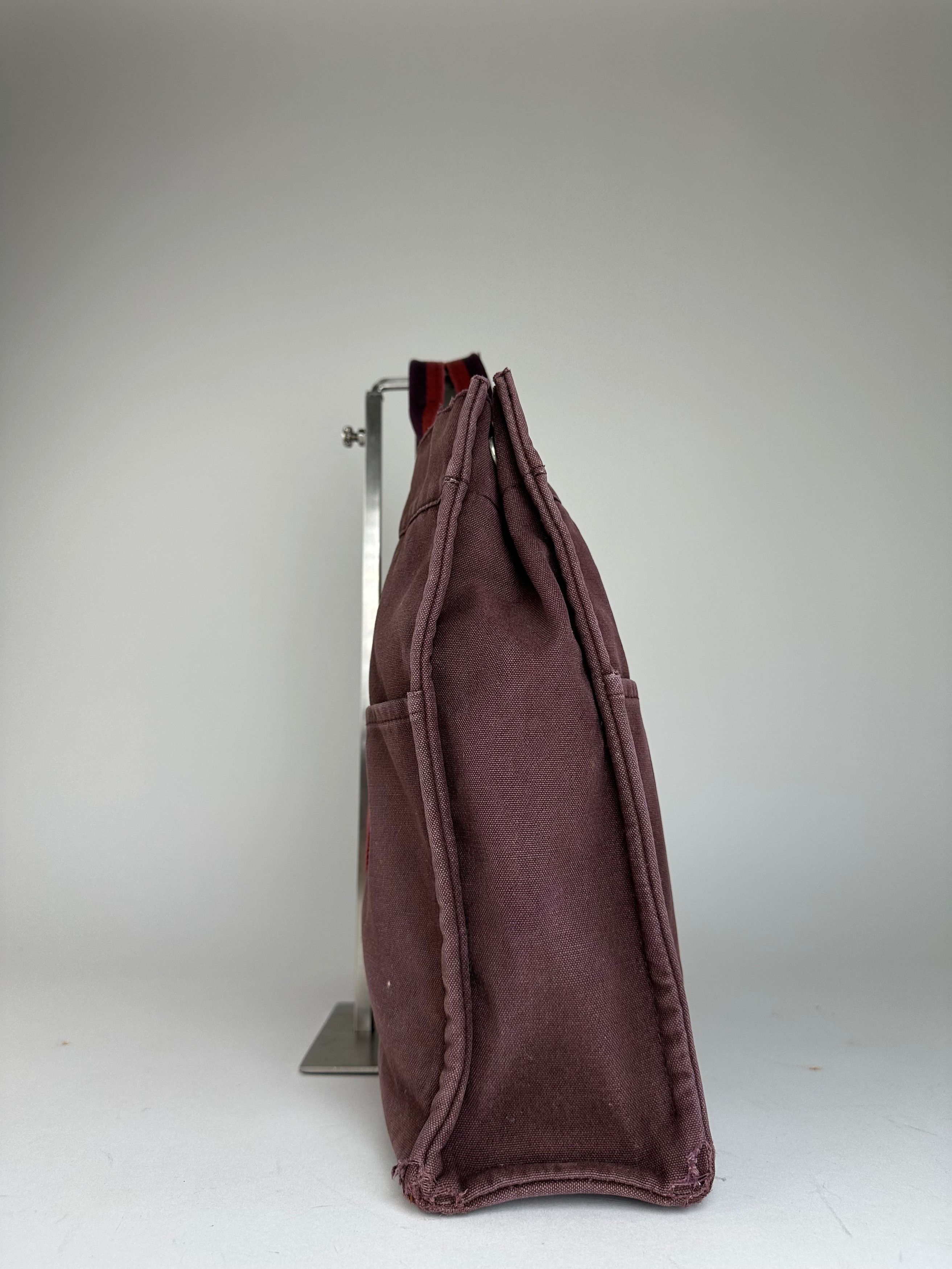 Other Vintage Hermes Fourre Tout Canvas Tote Bag Burgundy Red Size ONE SIZE - 6 Thumbnail