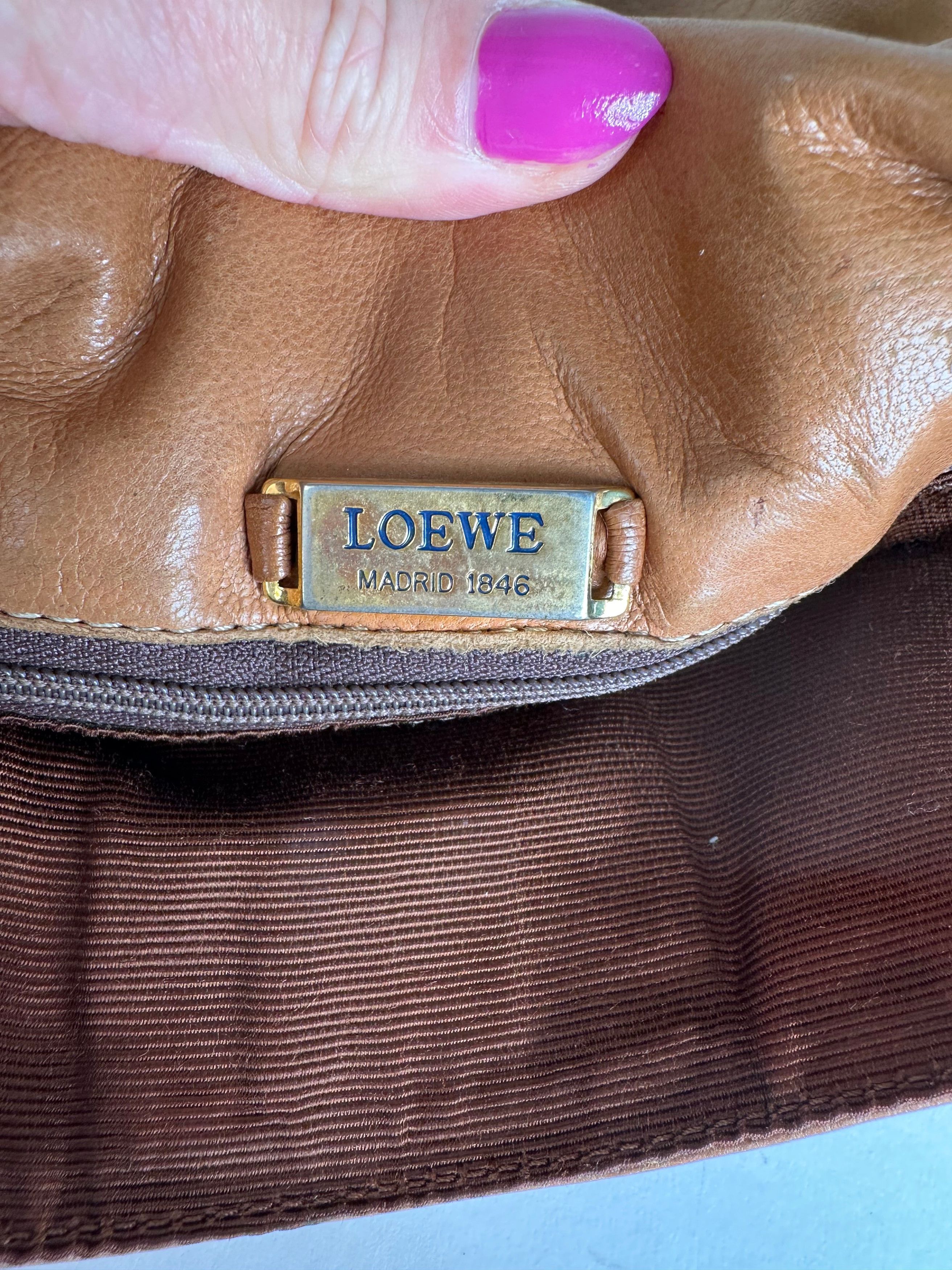 Loewe Vintage Leather Shoulder Bag with Ostrich Trim Tan Size ONE SIZE - 7 Thumbnail