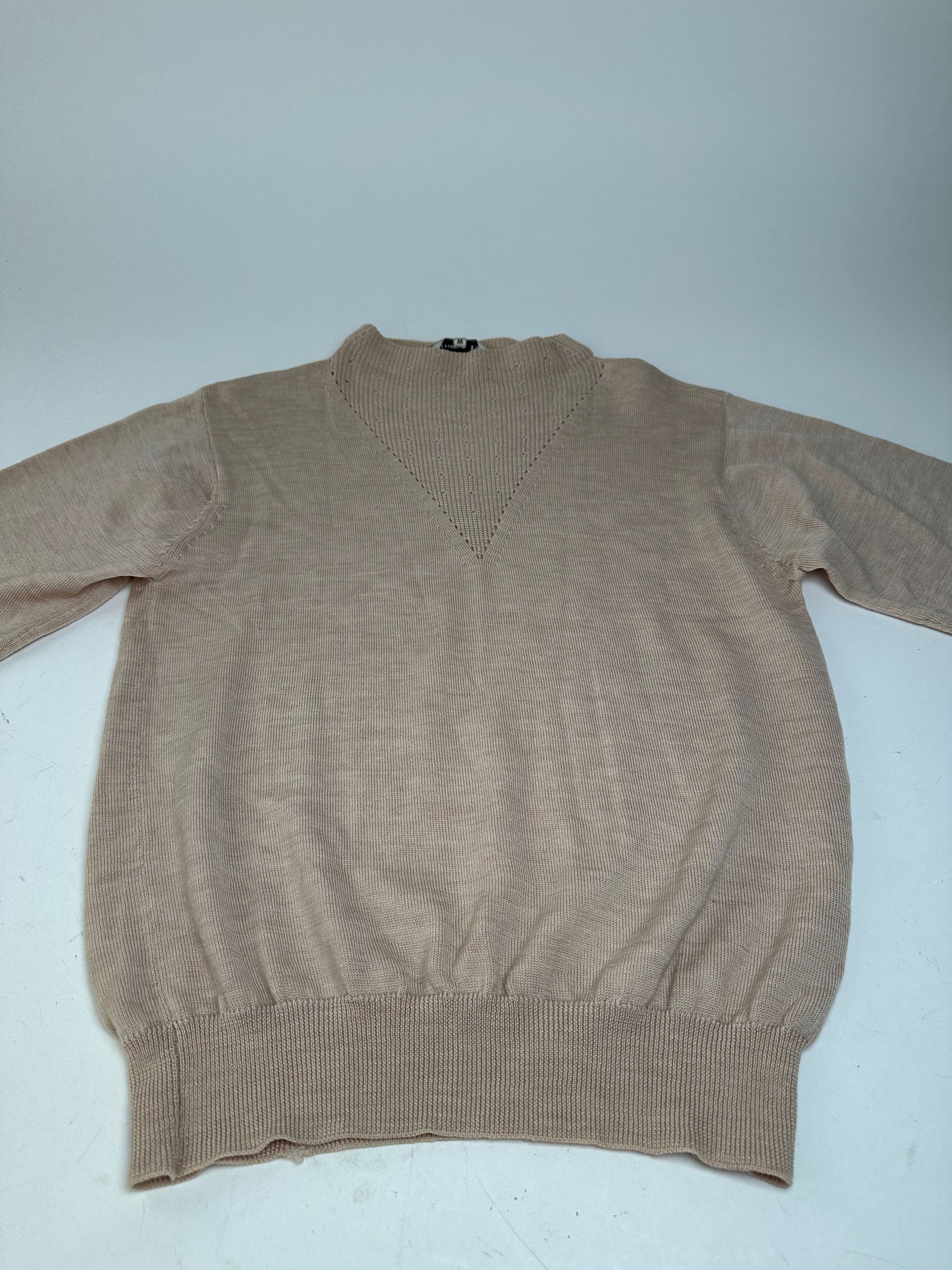 Dior Vintage Sports Wool Pointelle Knit Pullover Pink Beige M Size M / US 6-8 / IT 42-44 - 4 Thumbnail