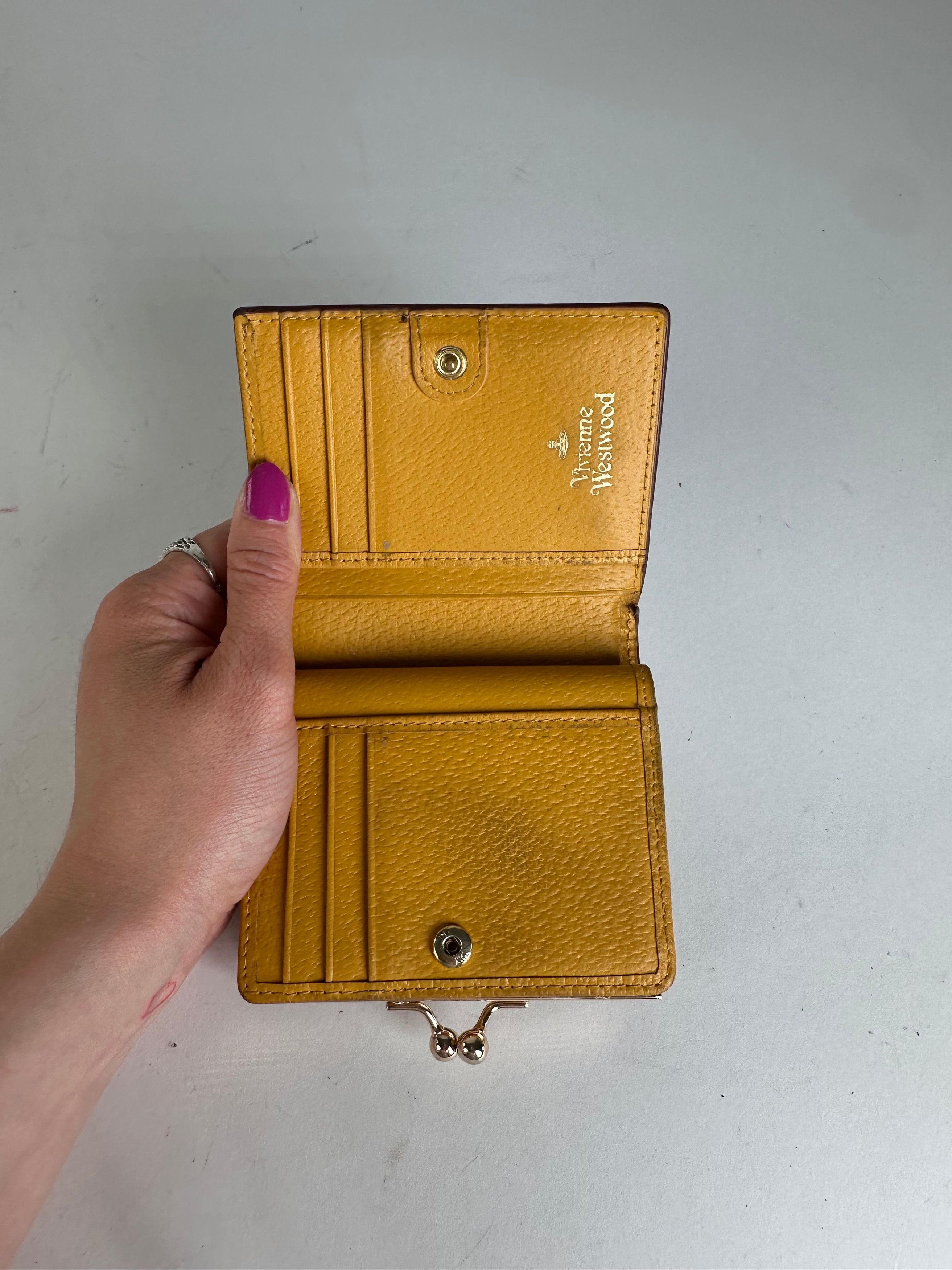 Vivienne Westwood Vintage Orb Leather Kiss-Lock Wallet Mustard Size ONE SIZE - 3 Thumbnail