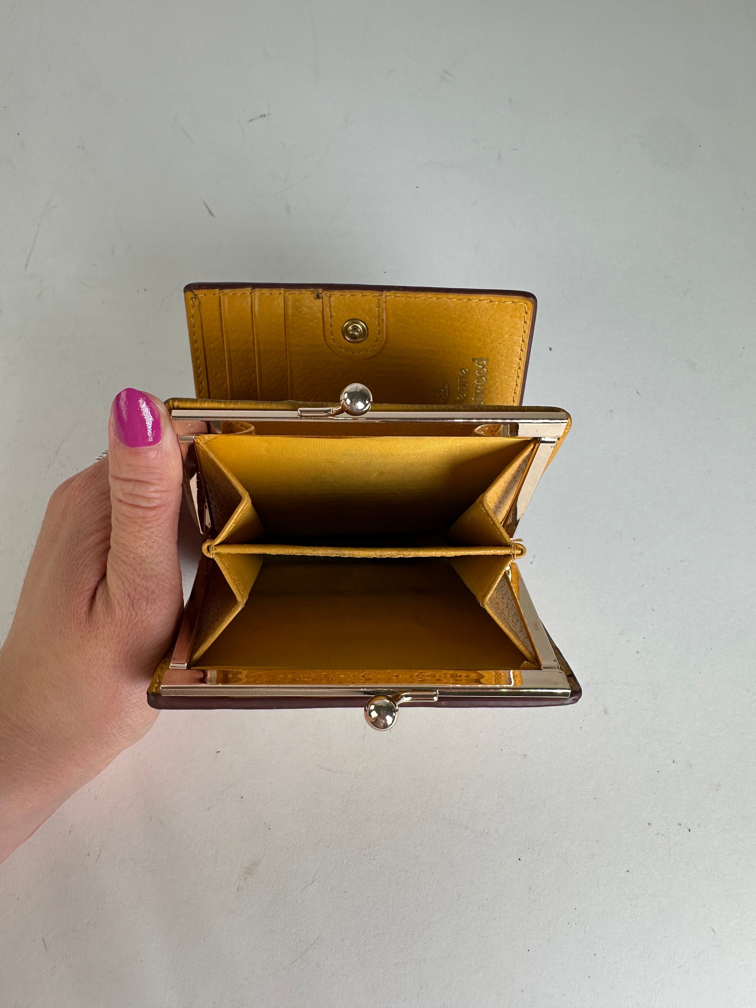 Vivienne Westwood Vintage Orb Leather Kiss-Lock Wallet Mustard Size ONE SIZE - 6 Thumbnail